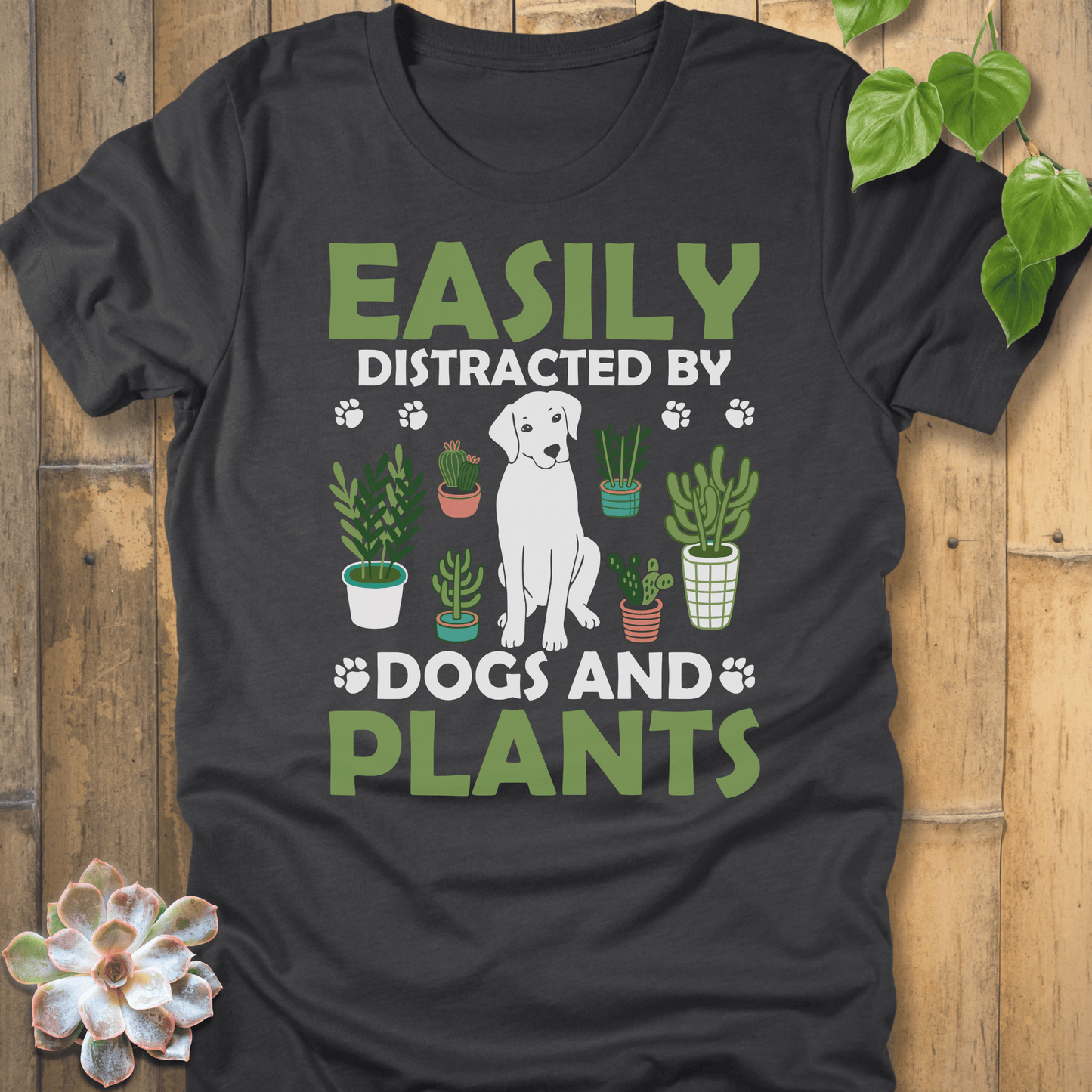 Dark Grey Heather / S Distracted By Dogs T-Shirt T-Shirt