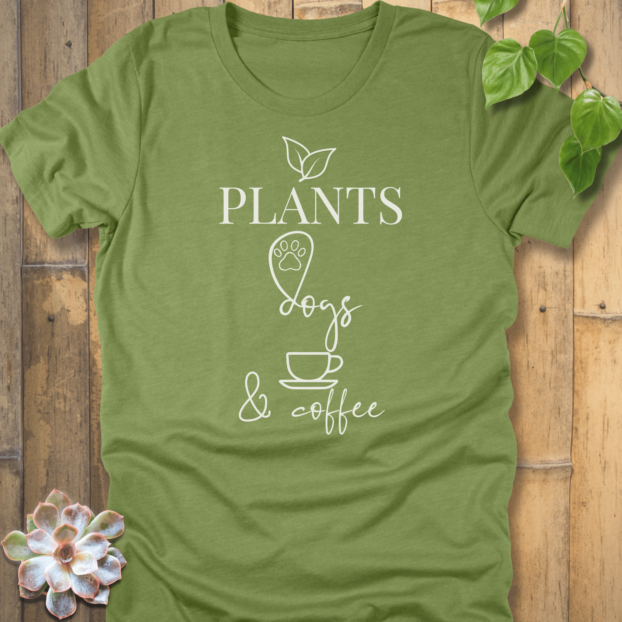 Heather Green / S Dogs & Coffee T-Shirt T-Shirt