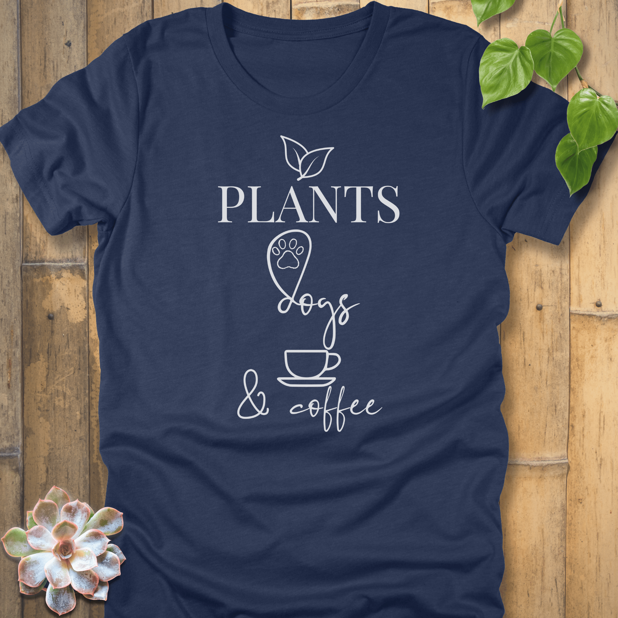 Heather Navy / S Dogs & Coffee T-Shirt T-Shirt