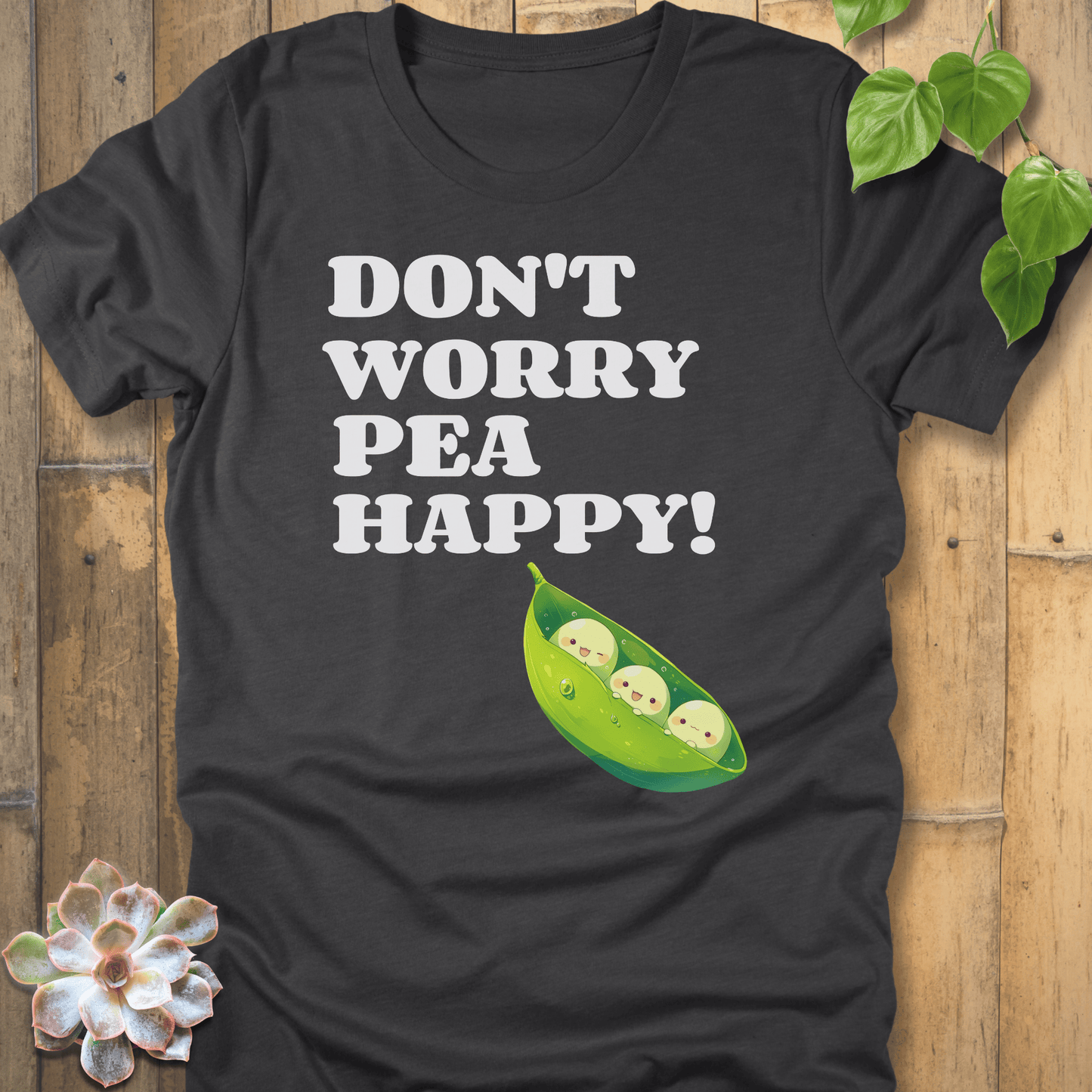 Dark Grey Heather / S Don't Worry Pea Happy T-shirt T-Shirt
