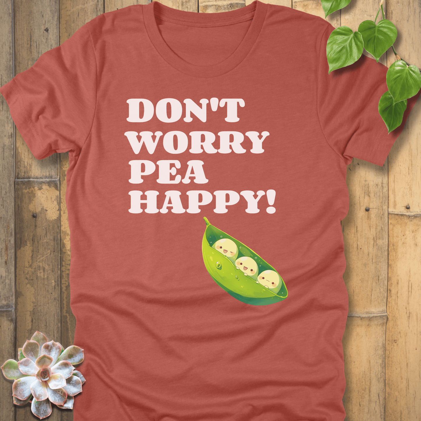 Heather Clay / S Don't Worry Pea Happy T-shirt T-Shirt