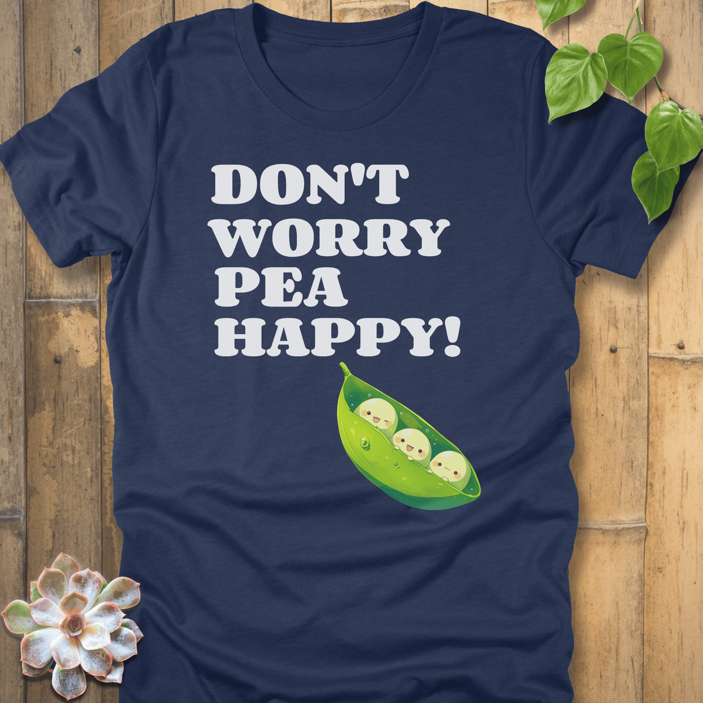 Heather Navy / S Don't Worry Pea Happy T-shirt T-Shirt