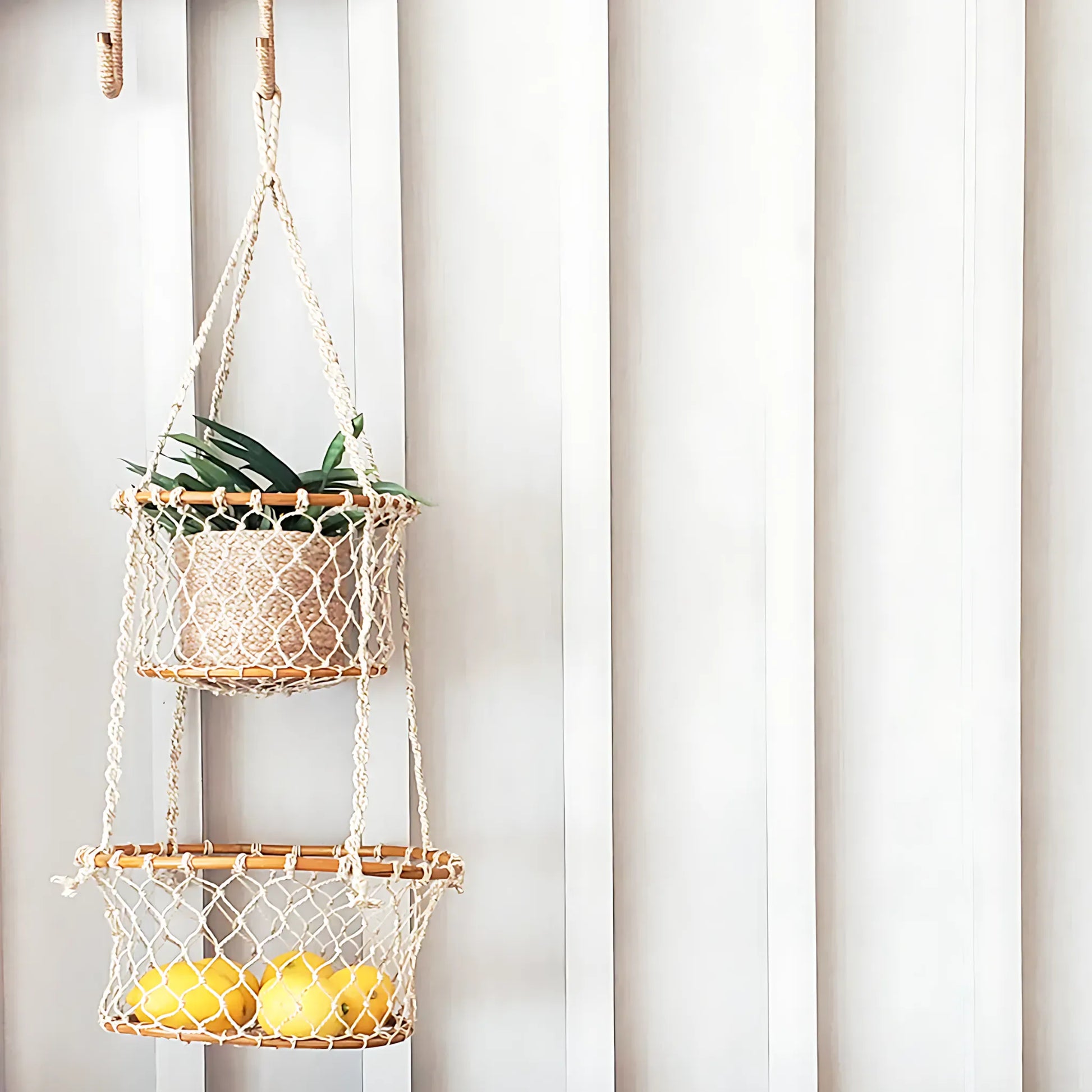 Double Hanging Basket – Handcrafted Jhuri Planter Home & Garden