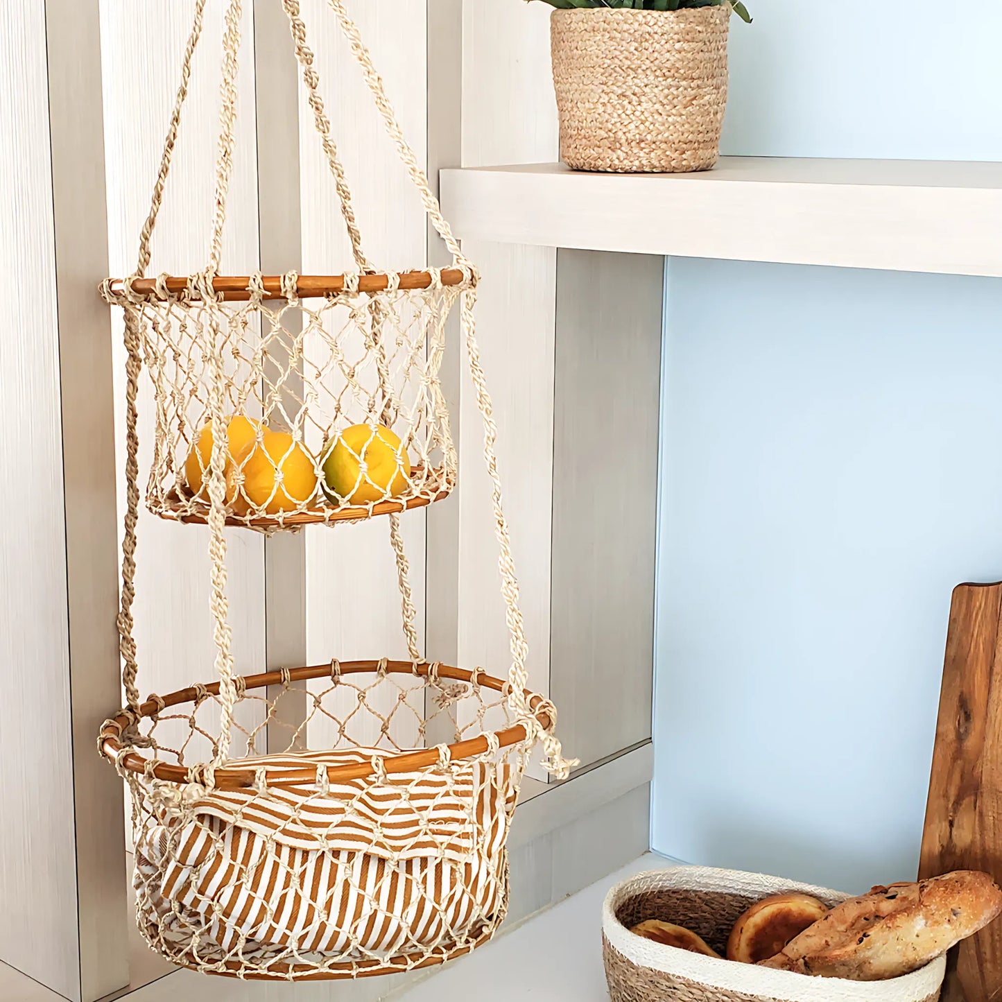 Double Hanging Basket – Handcrafted Jhuri Planter Home & Garden