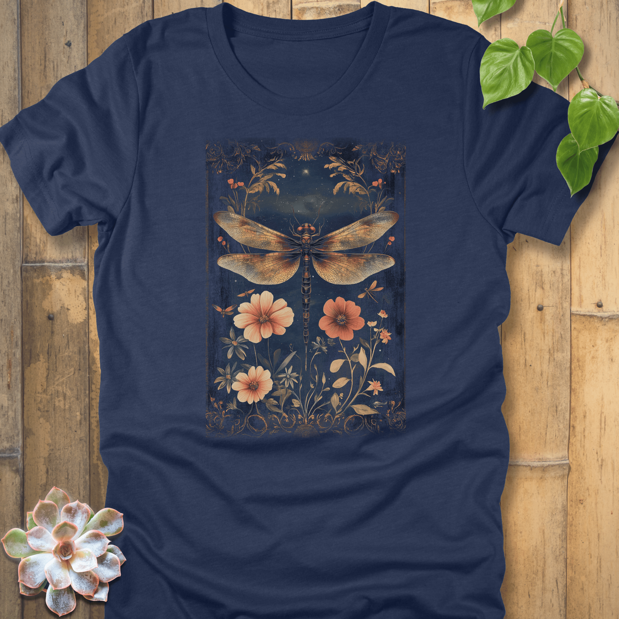 Heather Navy / S Dragonfly Garden T-Shirt T-Shirt