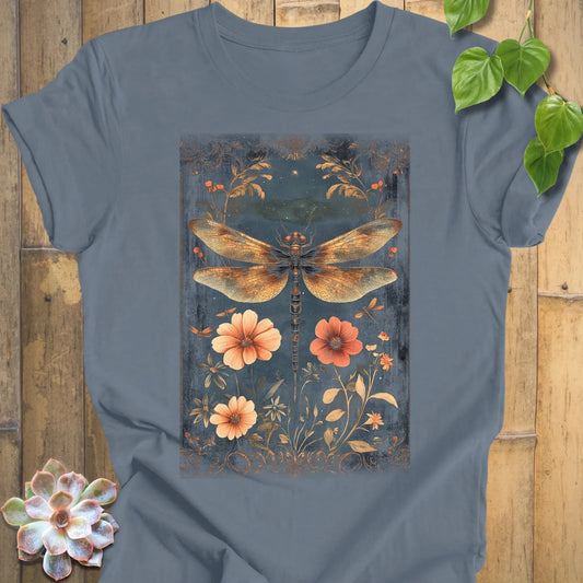 Steel Blue / XS Dragonfly Garden T-Shirt T-Shirt