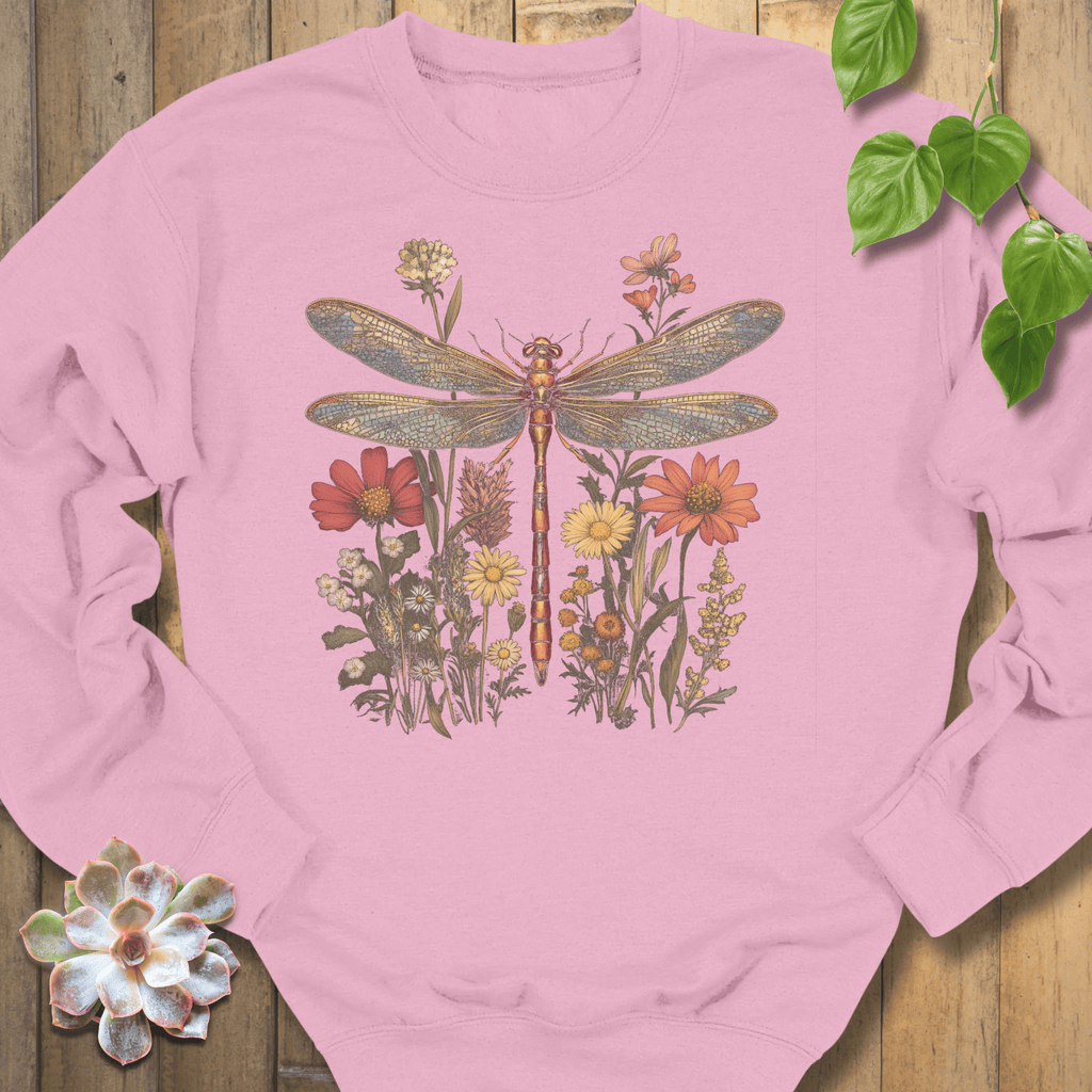 Light Pink / S Dragonfly & Wildflower Sweatshirt Sweatshirt