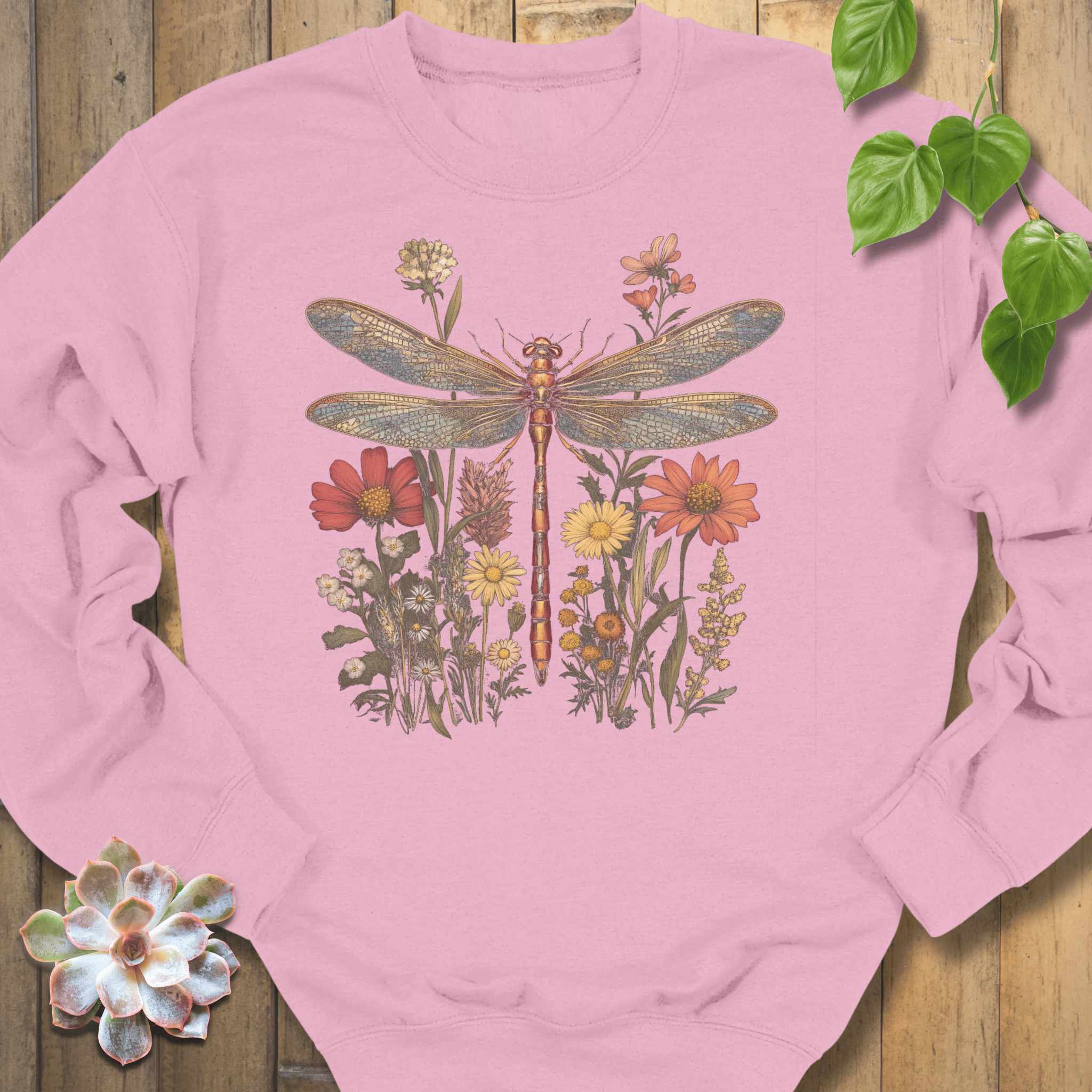 Light Pink / S Dragonfly & Wildflower Sweatshirt Sweatshirt