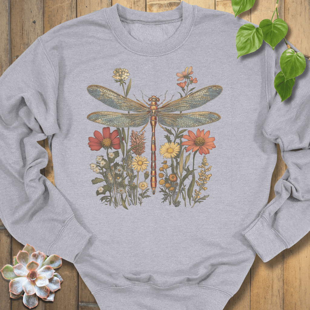 Sport Grey / S Dragonfly & Wildflower Sweatshirt Sweatshirt