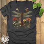 Dark Grey Heather / S Dragonfly & Wildflower T-Shirt T-Shirt