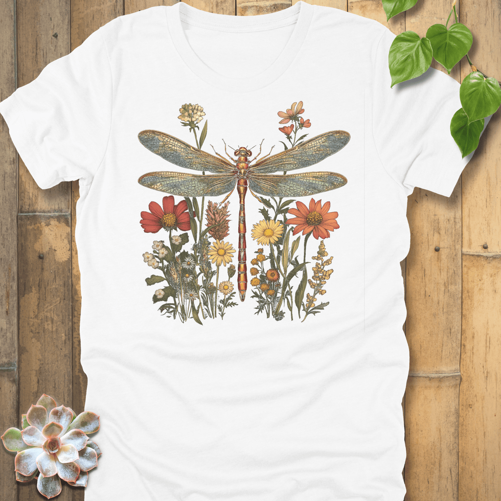 White / S Dragonfly & Wildflower T-Shirt T-Shirt