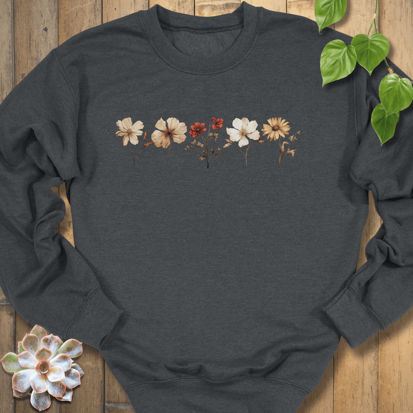 Dark Heather / S Dried Wildflowers Sweatshirt Sweatshirt