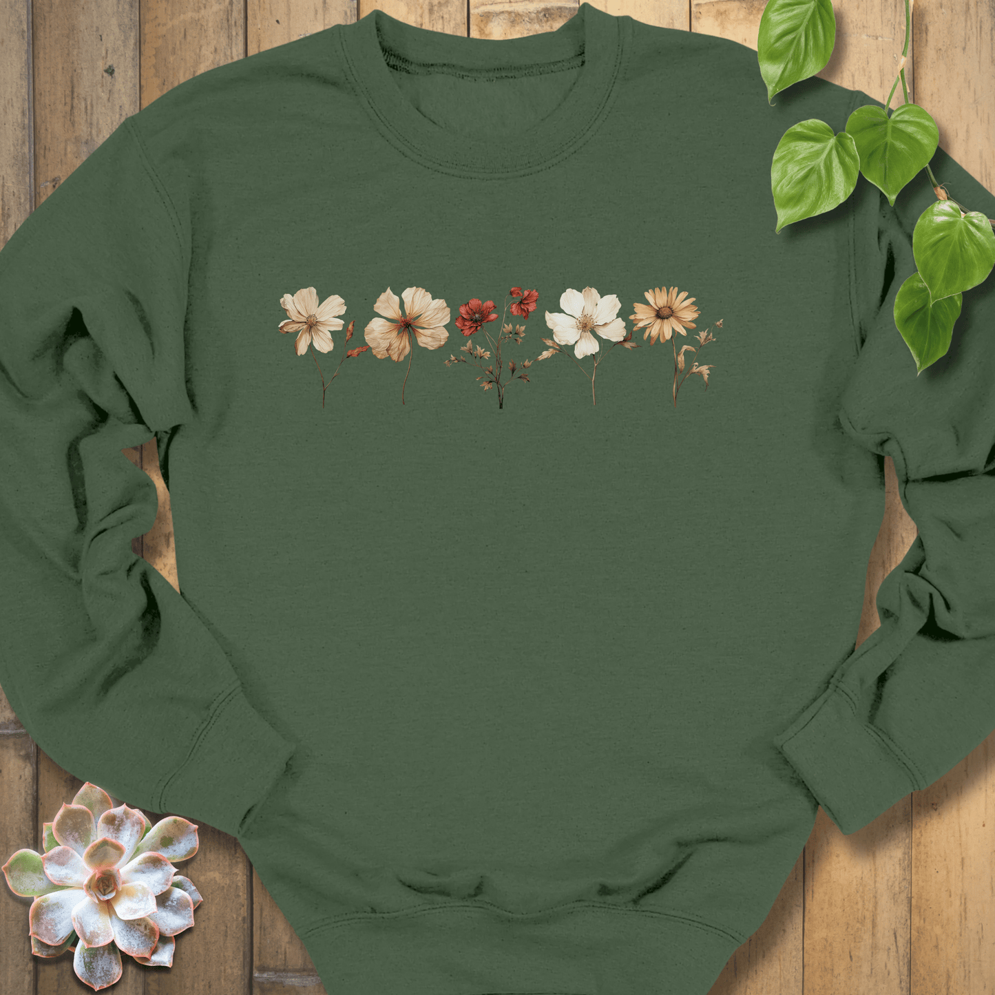 Military Green / S Dried Wildflowers Sweatshirt Sweatshirt