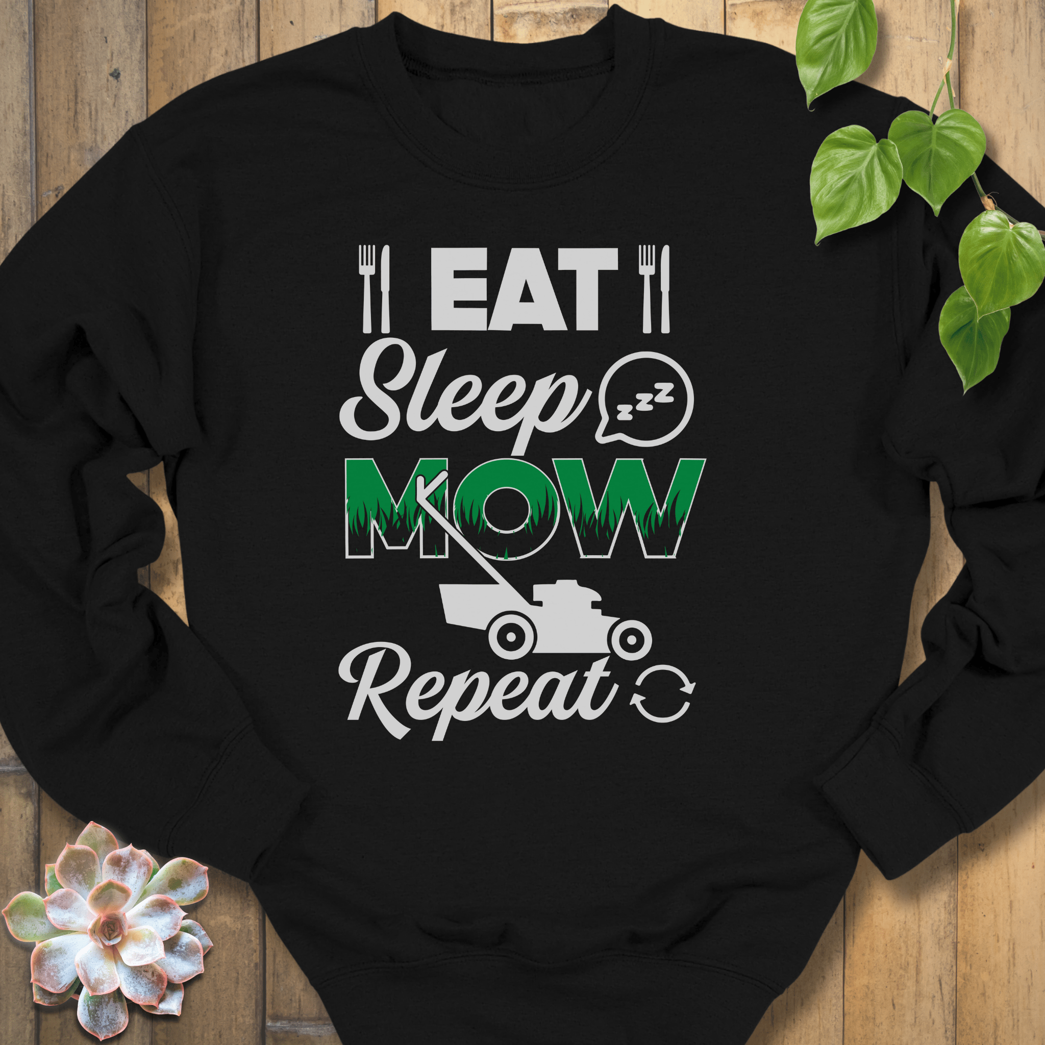 Black / S Eat Sleep, Mow Repeat Sweatshirt Sweatshirt