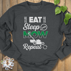 Dark Heather / S Eat Sleep, Mow Repeat Sweatshirt Sweatshirt