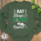 Military Green / S Eat Sleep, Mow Repeat Sweatshirt Sweatshirt
