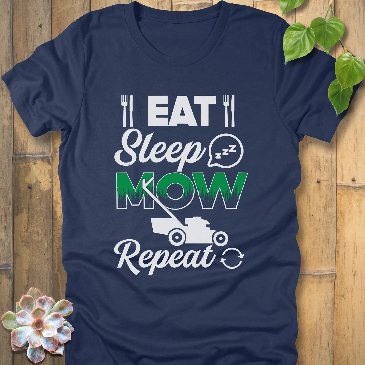 Heather Navy / S Eat Sleep Mow Repeat - T-Shirt T-Shirt