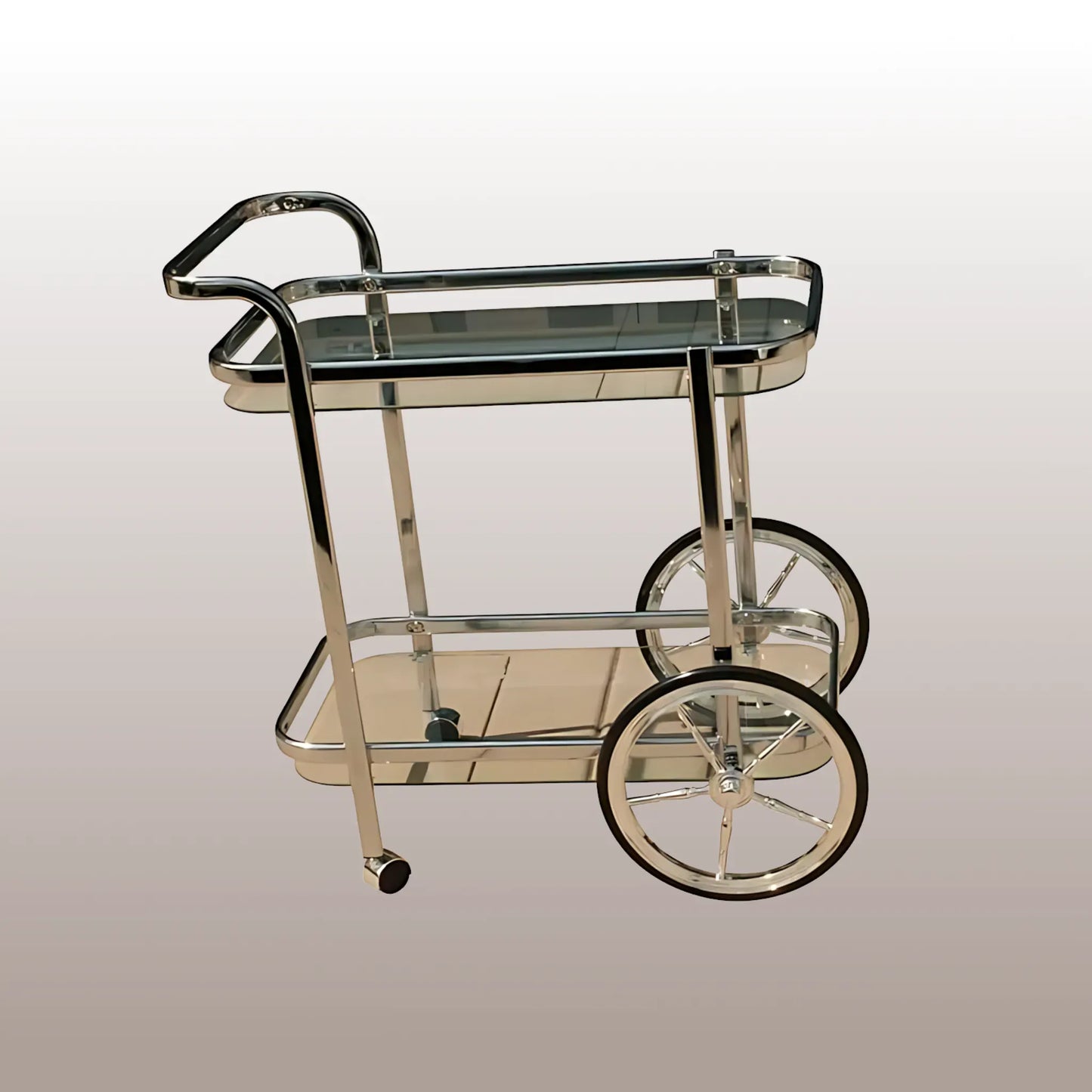 Glass Trolley Elegant Chrome-Plated Glass Trolley Glass Trolley