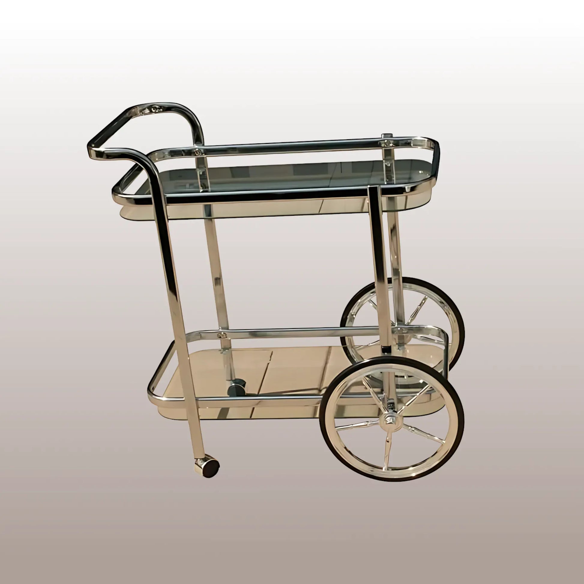 Glass Trolley Elegant Chrome-Plated Glass Trolley Glass Trolley