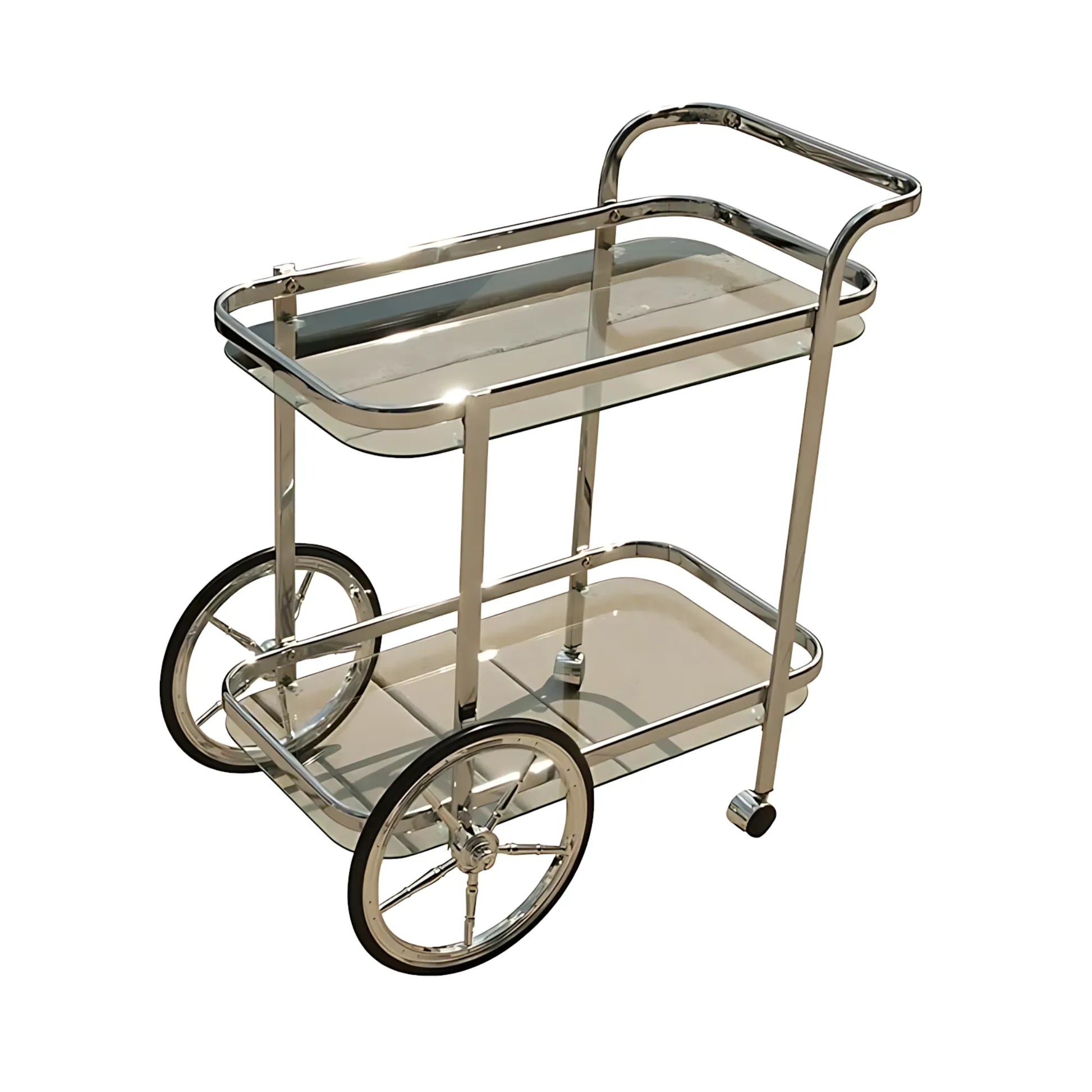 Glass Trolley Elegant Chrome-Plated Glass Trolley Glass Trolley