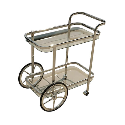 Glass Trolley Elegant Chrome-Plated Glass Trolley Glass Trolley