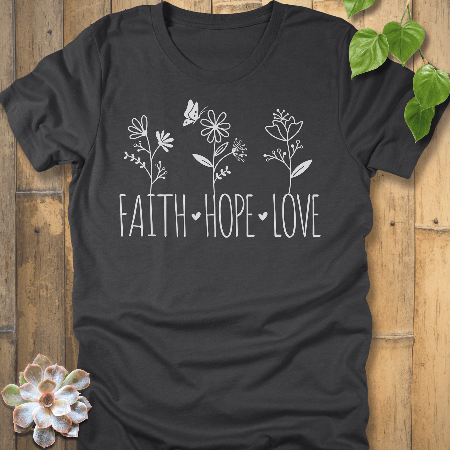 Dark Grey Heather / S Faith, Hope, Love T-Shirt T-Shirt
