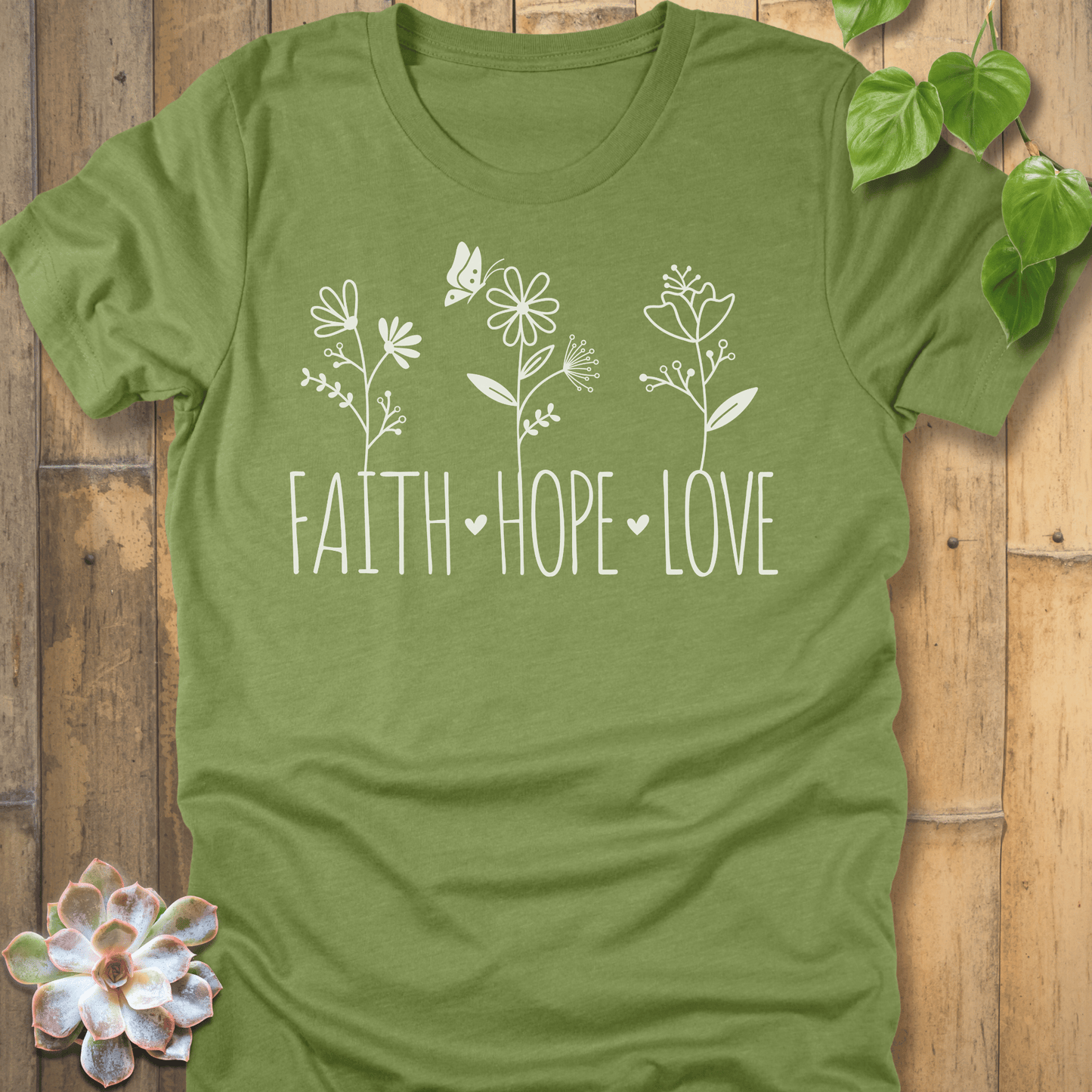 Heather Green / S Faith, Hope, Love T-Shirt T-Shirt