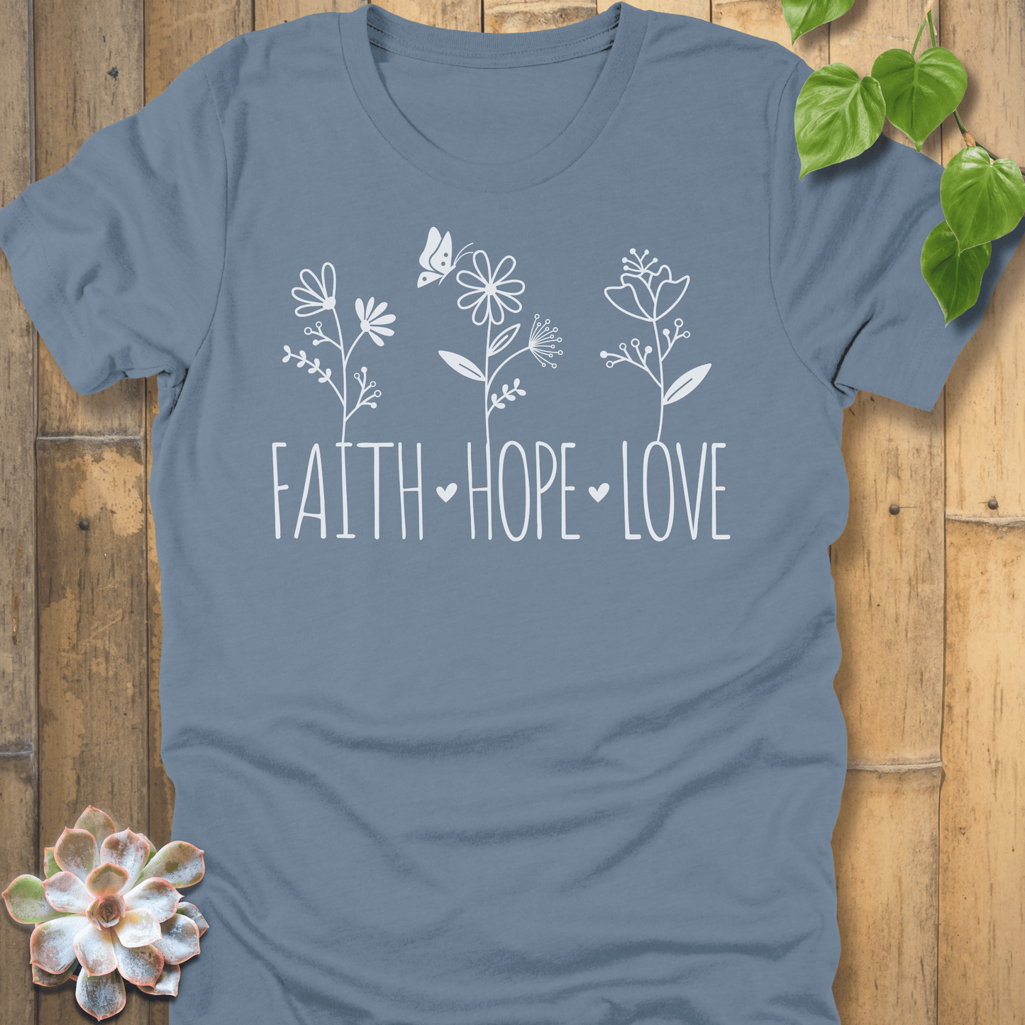 Steel Blue / S Faith, Hope, Love T-Shirt T-Shirt
