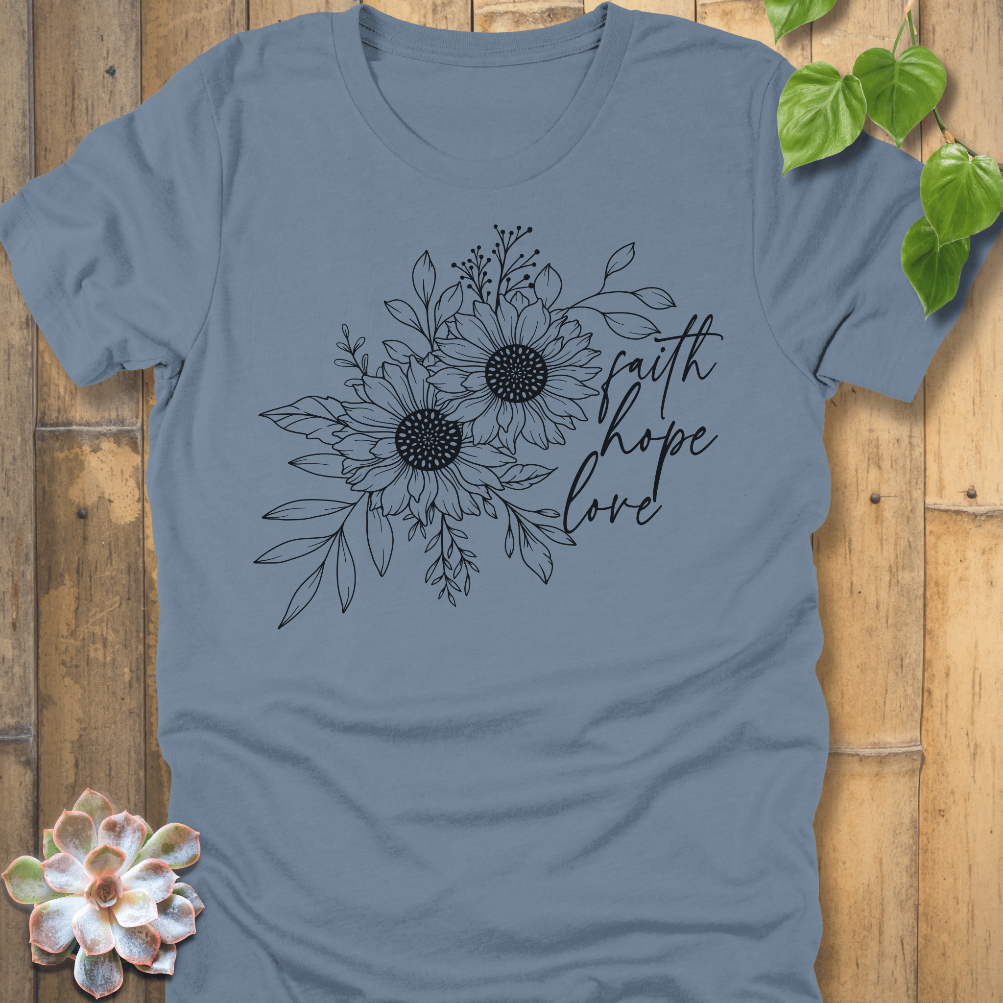 Steel Blue / S Faith, Hope, Love T-Shirt T-Shirt
