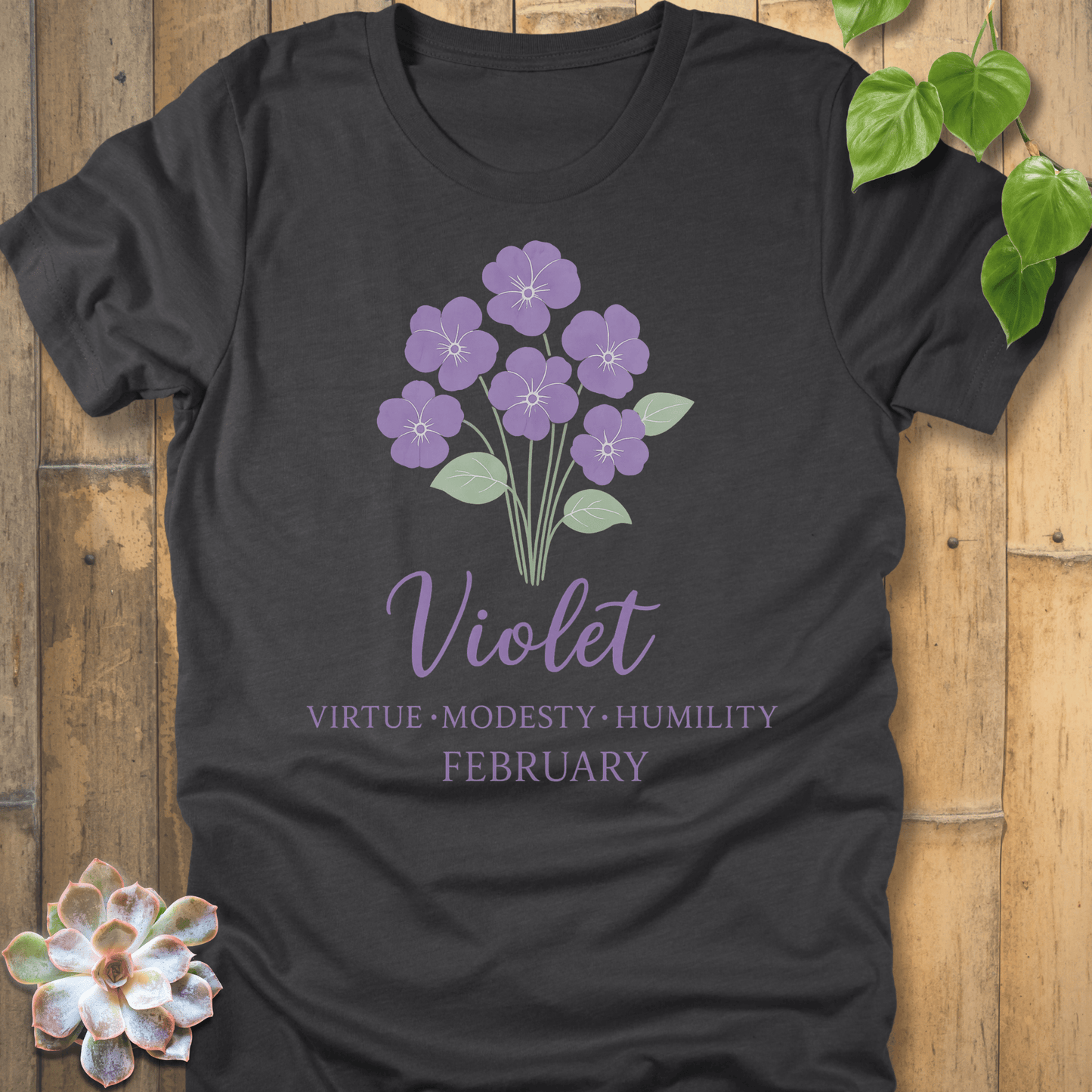 Dark Grey Heather / S February Violet T-shirt T-Shirt