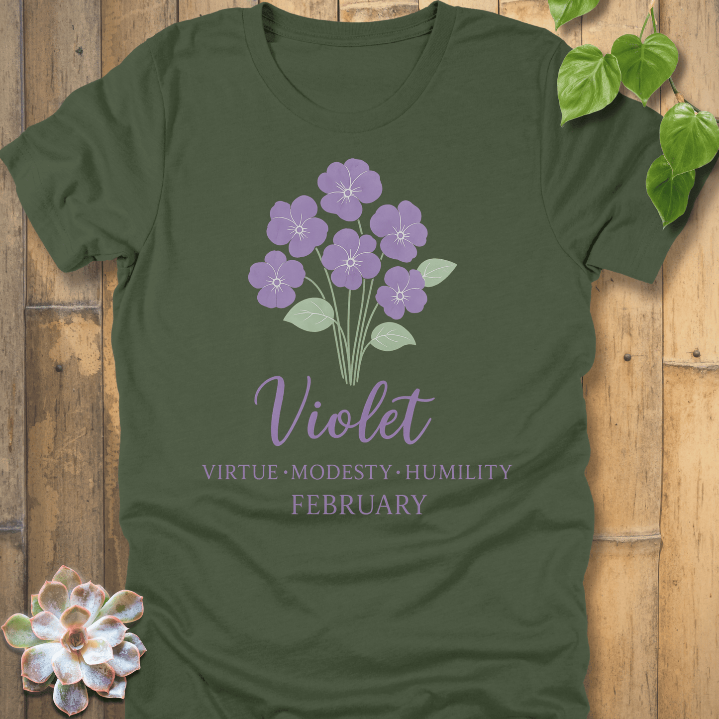 Military Green / S February Violet T-shirt T-Shirt