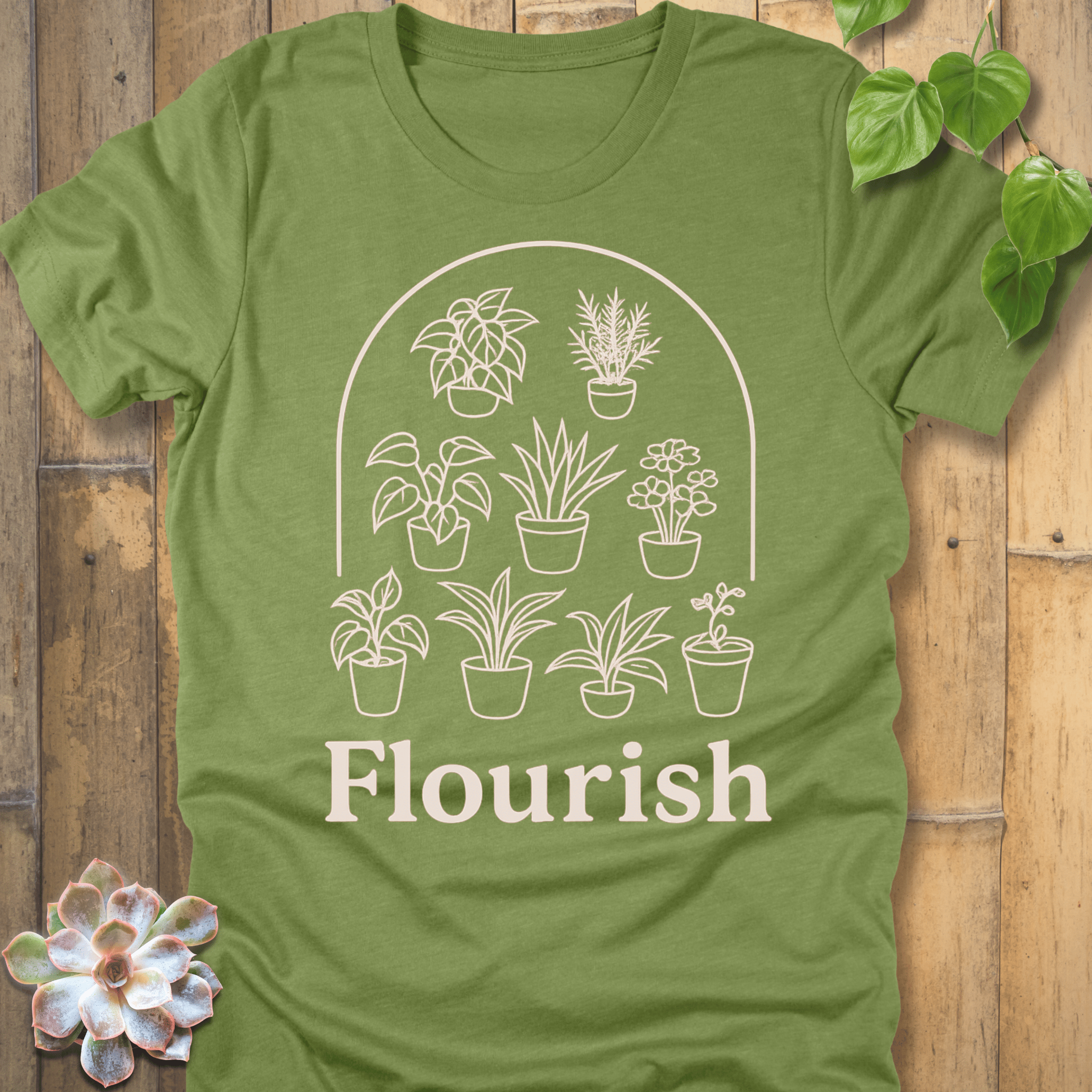 Heather Green / M Flourish T-Shirt T-Shirt