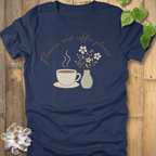 Heather Navy / S Flowers And Coffee T-Shirt T-Shirt