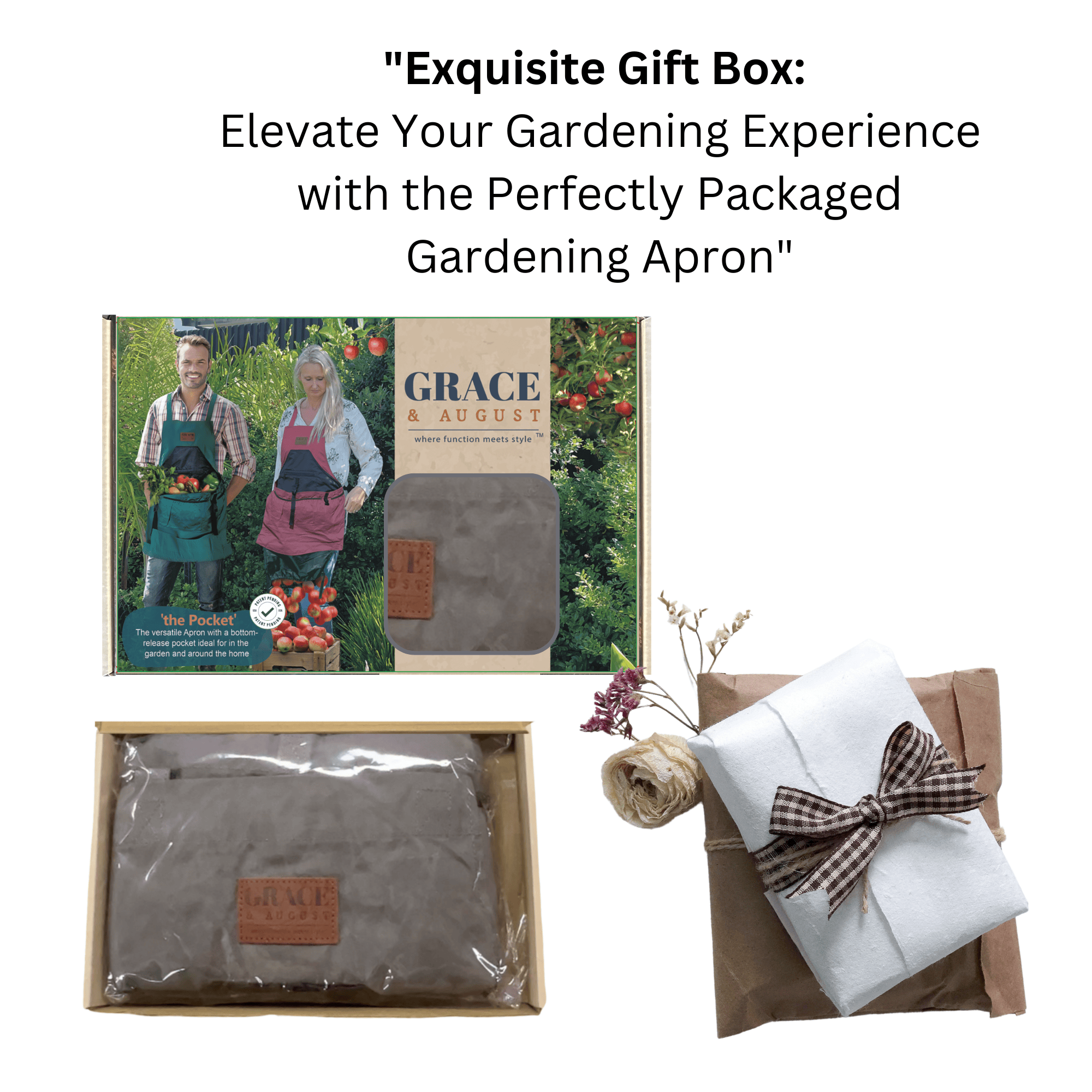 Garden Apron, Gardening Apron with Pockets - Canvas & Adjustable, Great Gift for Gardeners Garden Apron