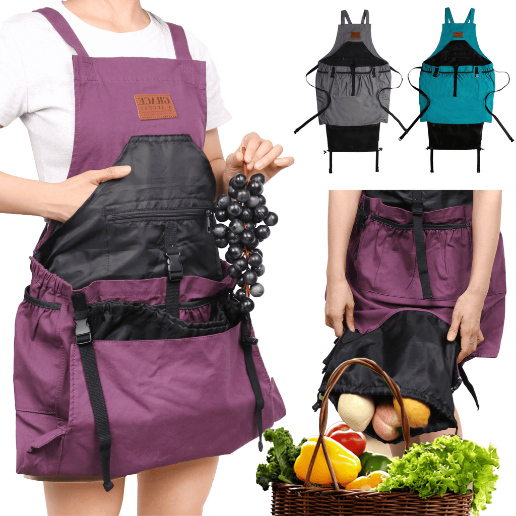 Aubergine Garden Apron, Gardening Apron with Pockets - Canvas & Adjustable, Great Gift for Gardeners Garden Apron