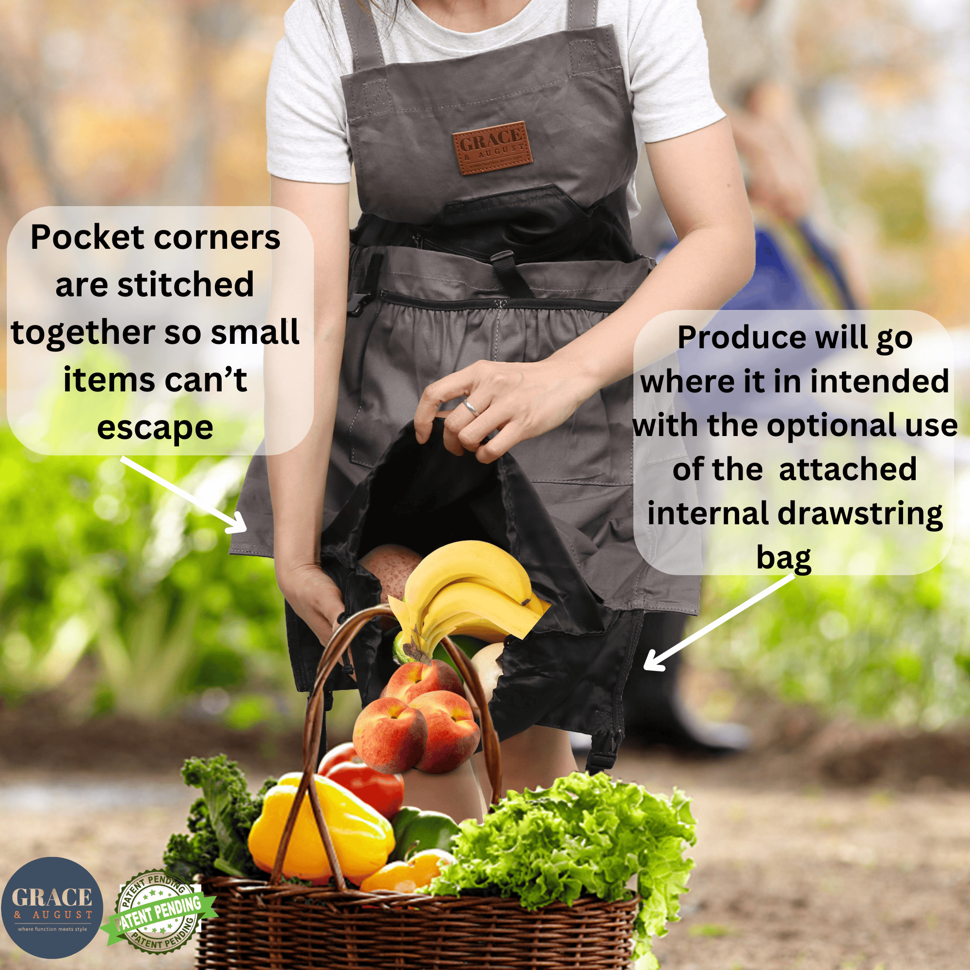 Grey Pumpkin Garden Apron, Gardening Apron with Pockets - Canvas & Adjustable, Great Gift for Gardeners Garden Apron