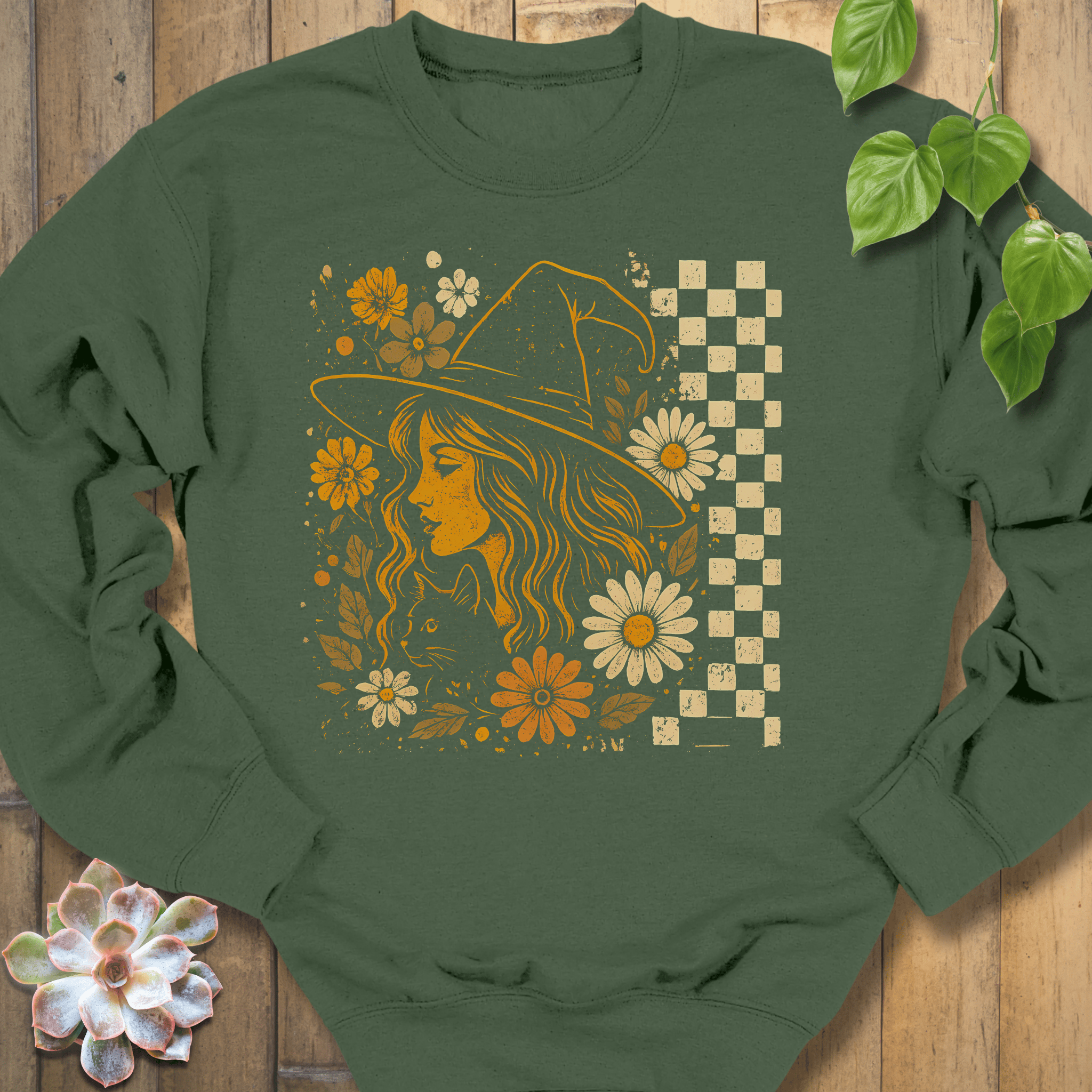 Military Green / S Garden Witch Vibes Sweatshirt Sweatshirt