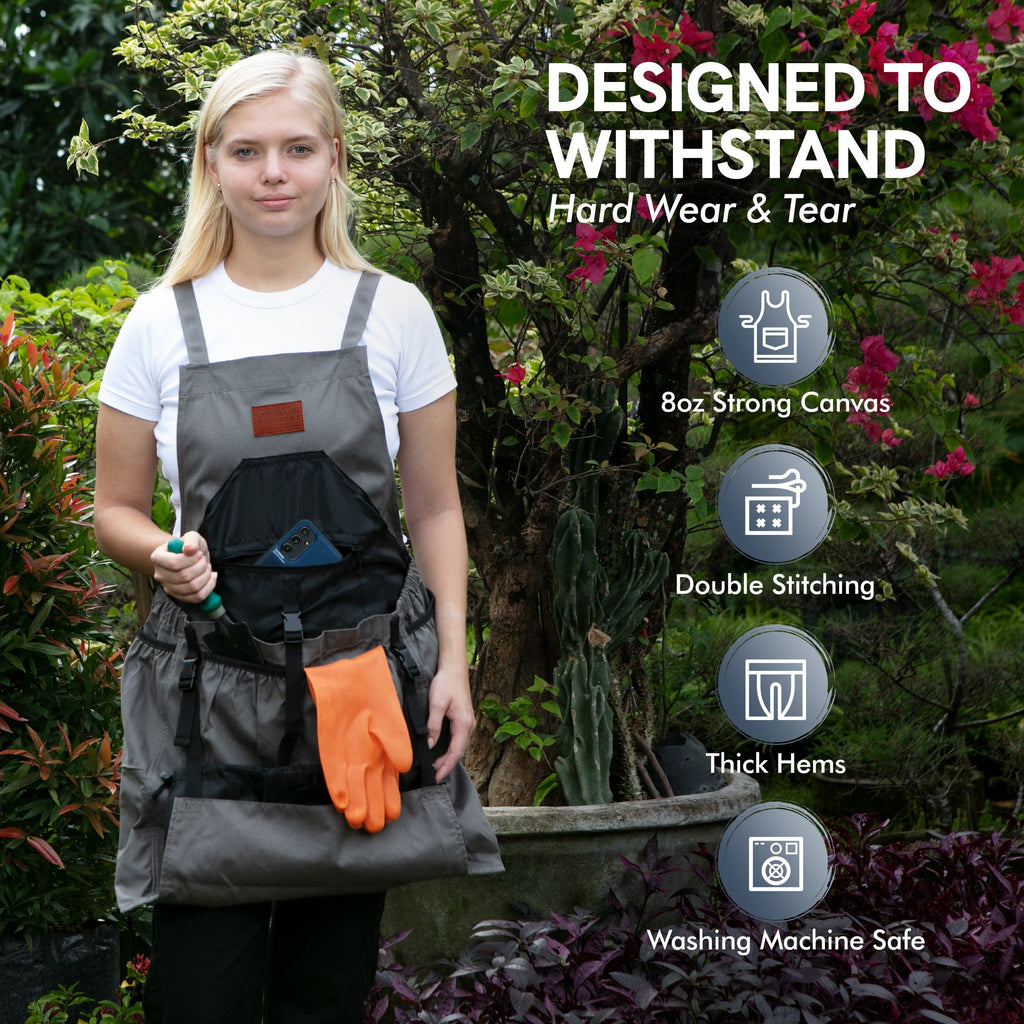 Gardening Apron, with  7 Pockets Garden Apron