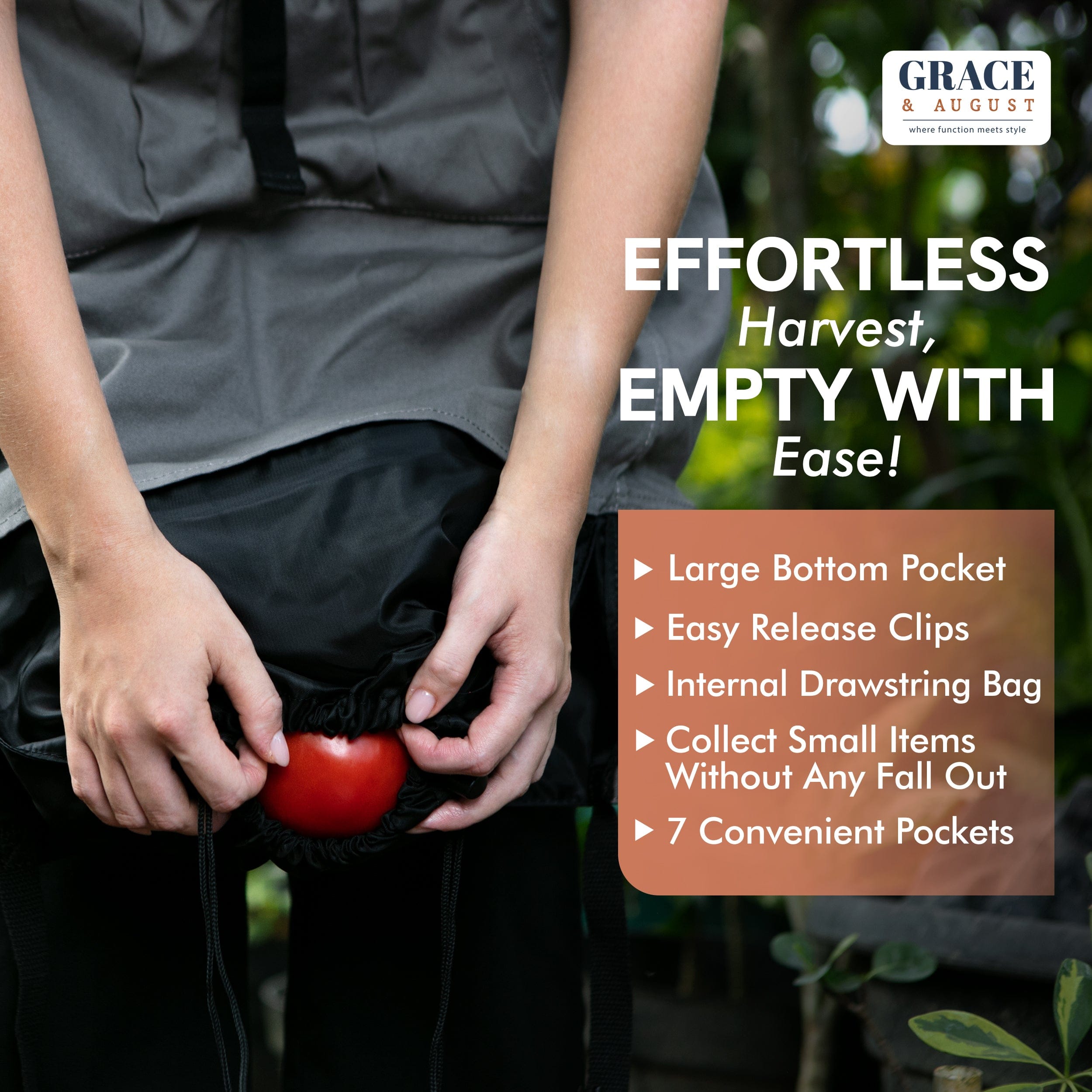 Gardening Apron, with  7 Pockets Garden Apron