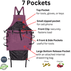 Gardening Apron with Pockets Purple Canvas Apron