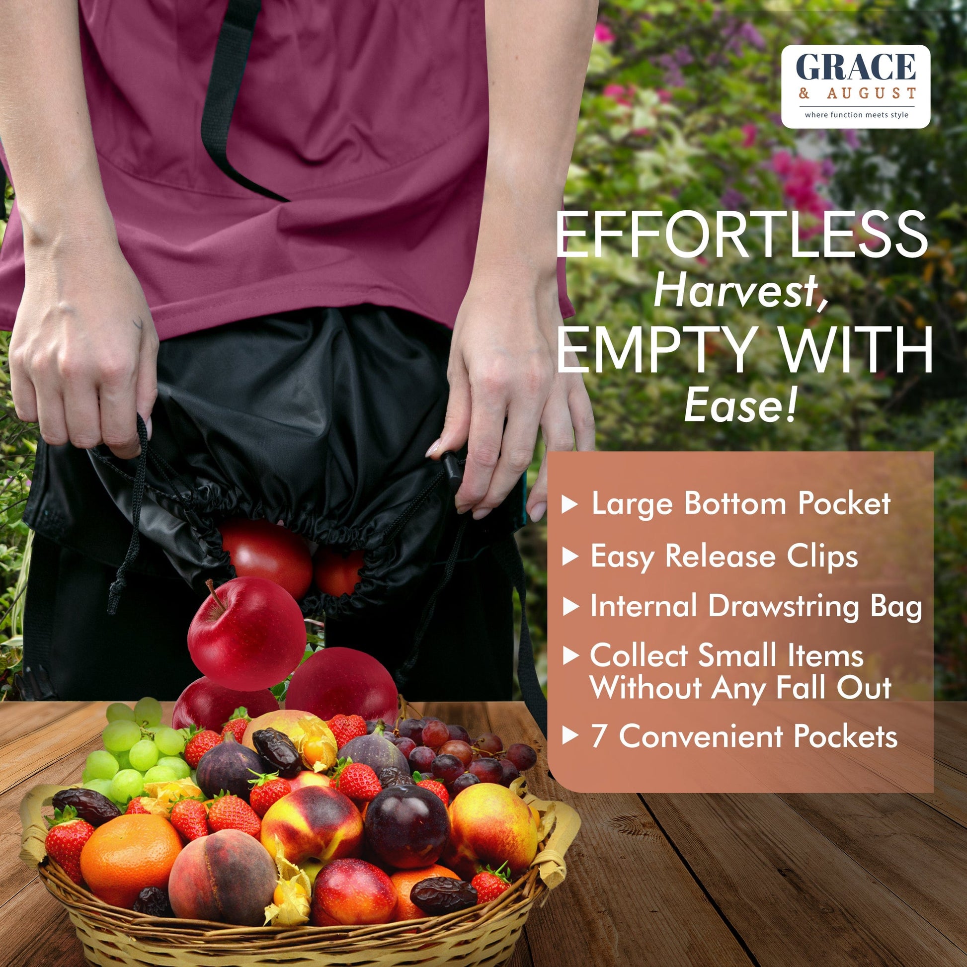 Gardening Apron with Pockets Purple Canvas Apron