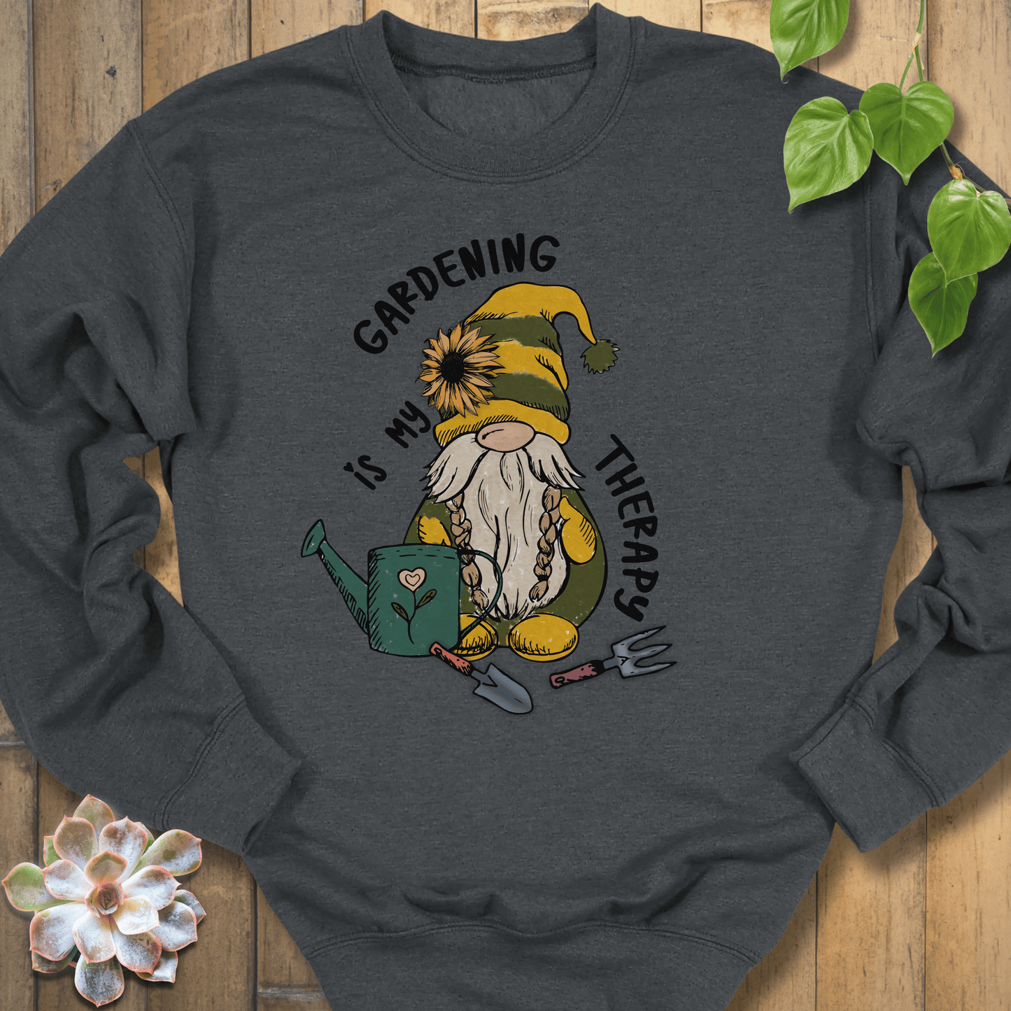 Dark Heather / S Gardening Is My Therapy Sweatshirt Sweatshirt