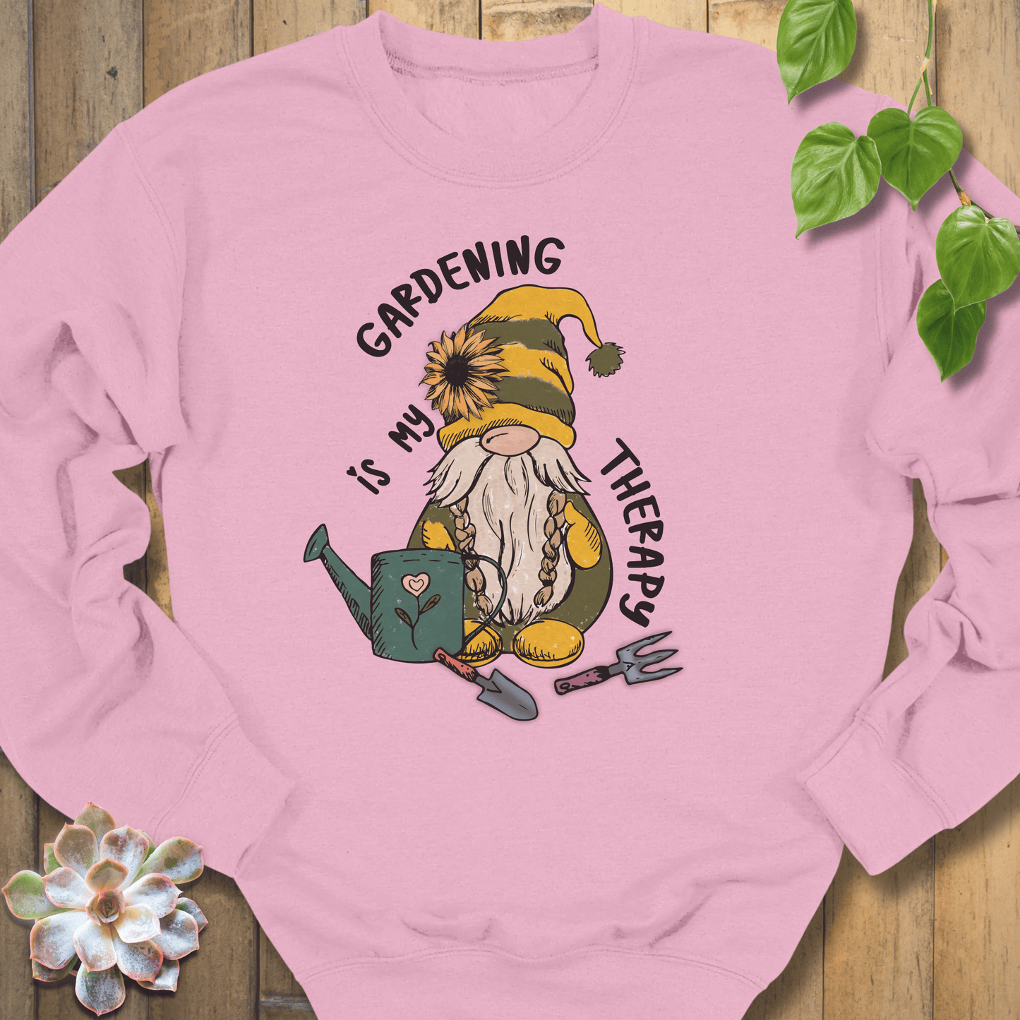 Light Pink / S Gardening Is My Therapy Sweatshirt Sweatshirt
