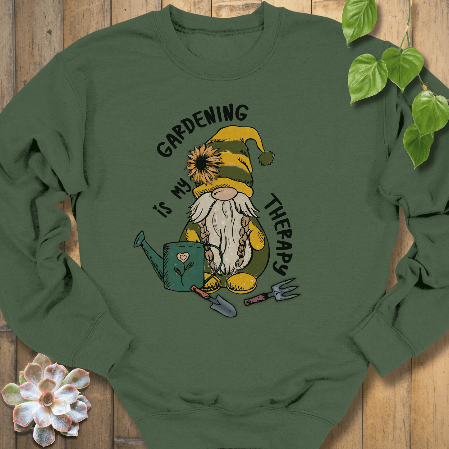Military Green / S Gardening Is My Therapy Sweatshirt Sweatshirt