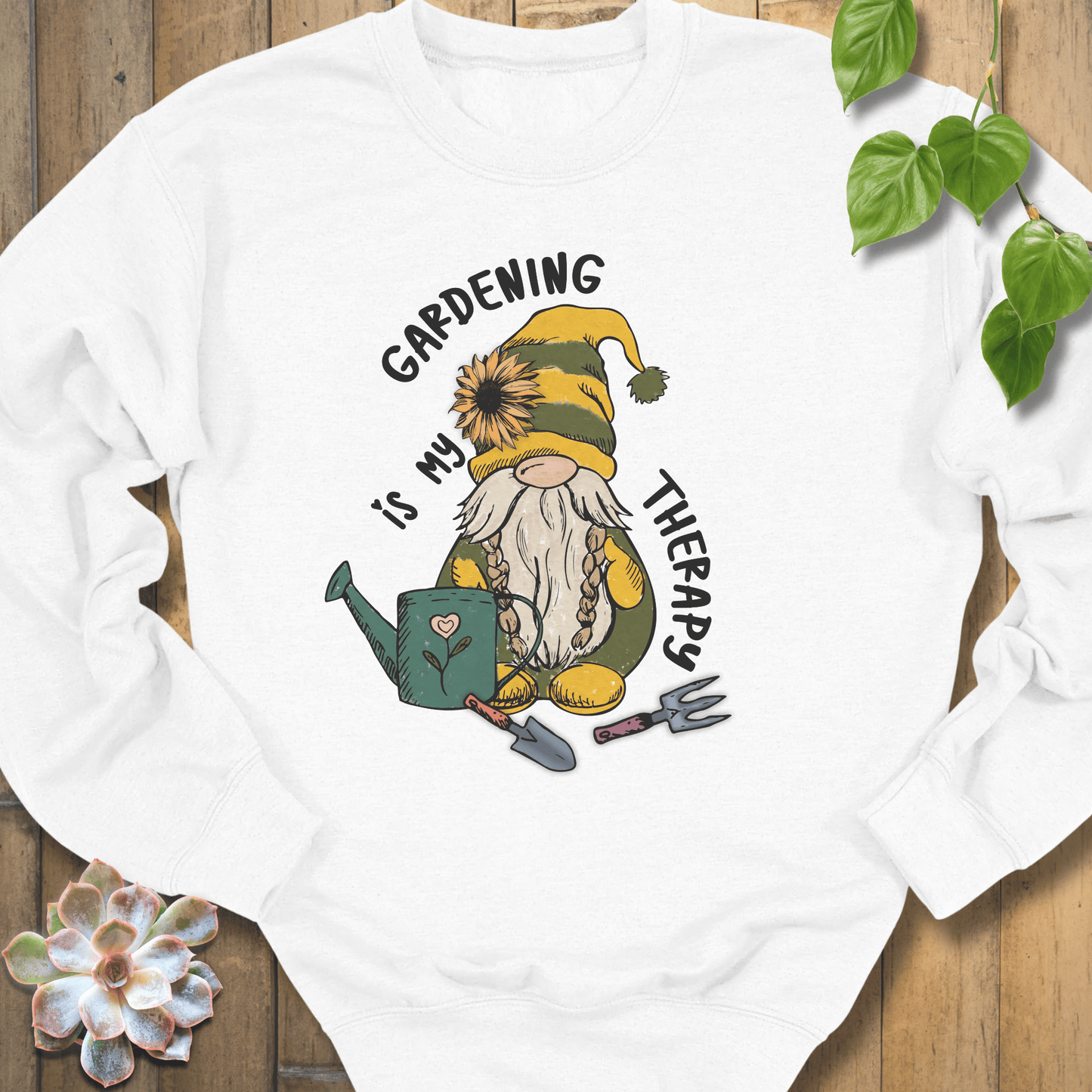 White / S Gardening Is My Therapy Sweatshirt Sweatshirt