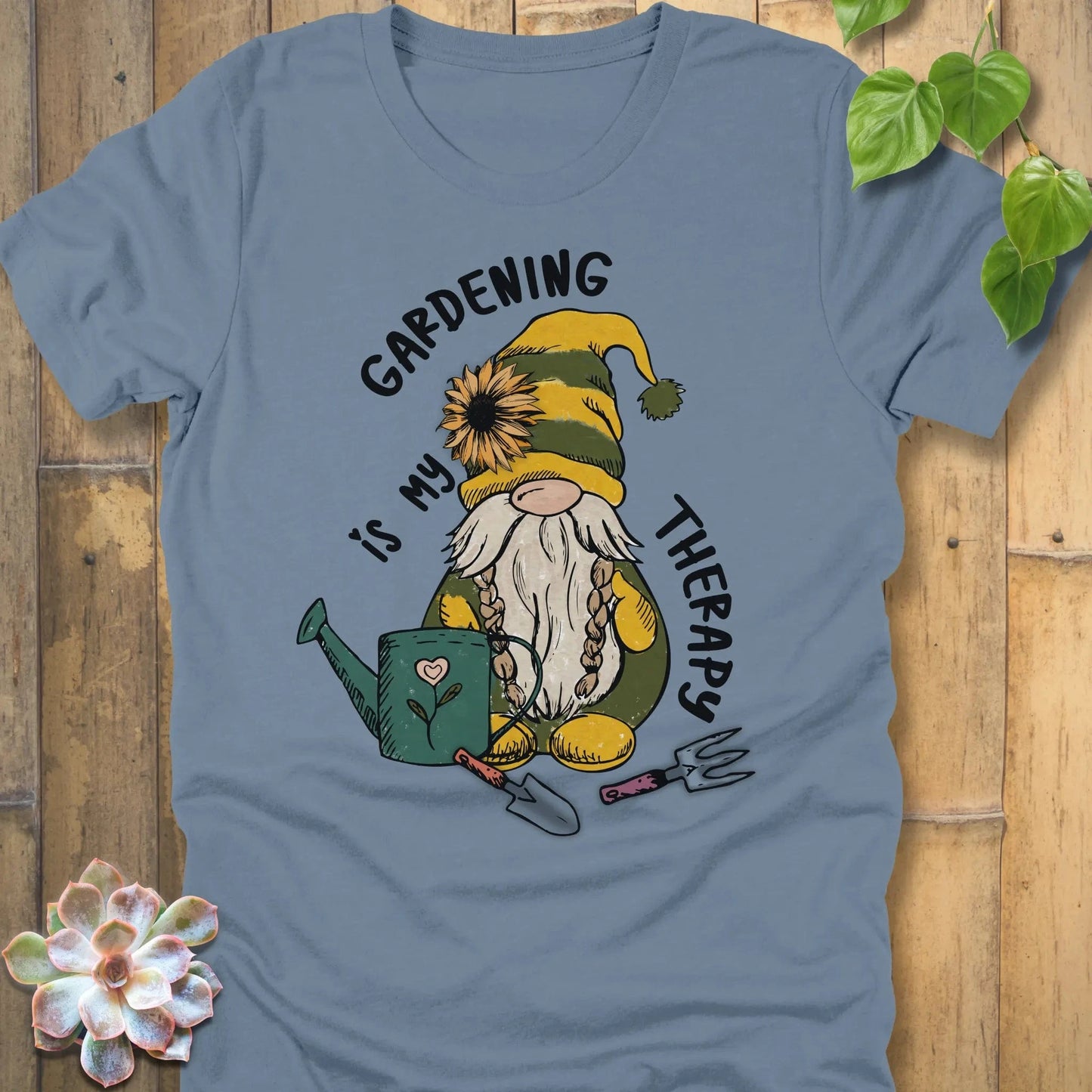 Steel Blue / S Gardening Is My Therapy T-Shirt T-Shirt