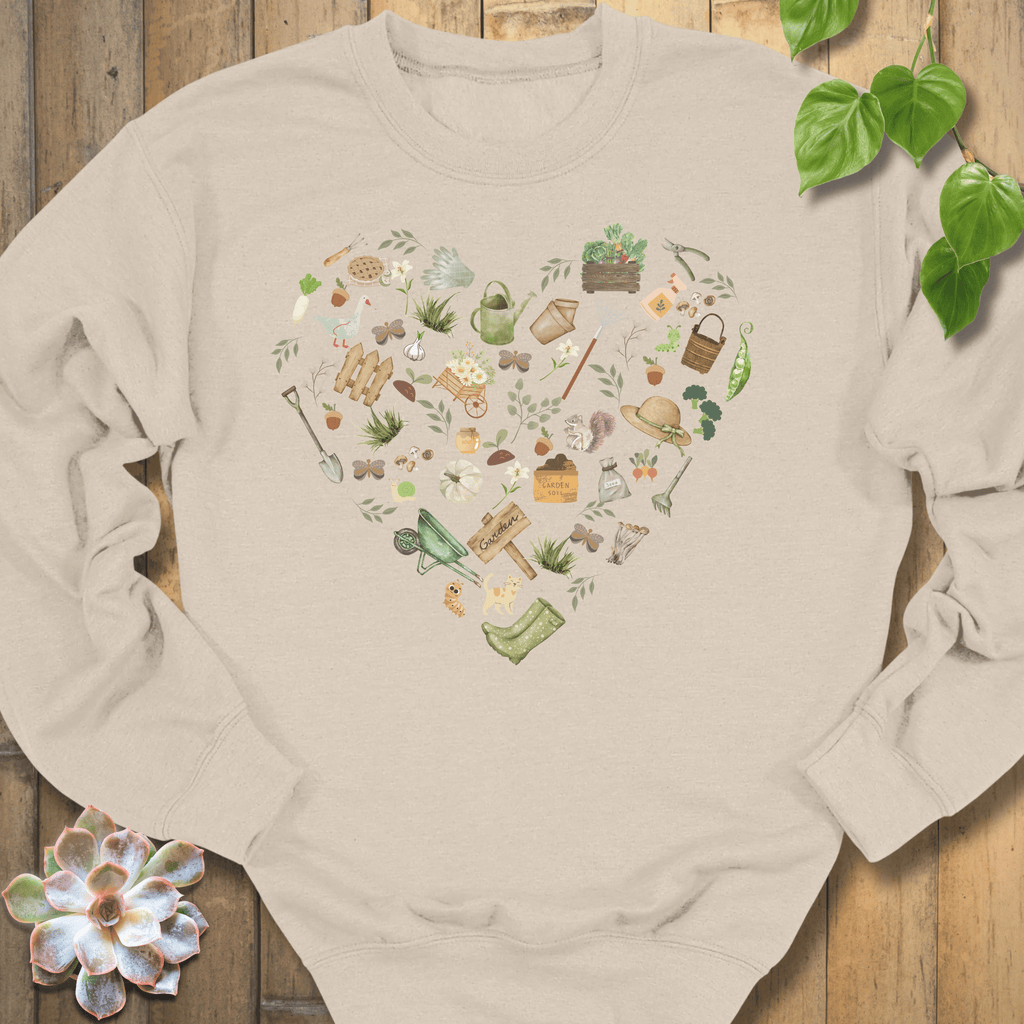 Sand / S Gardening Loveheart Sweatshirt Sweatshirt