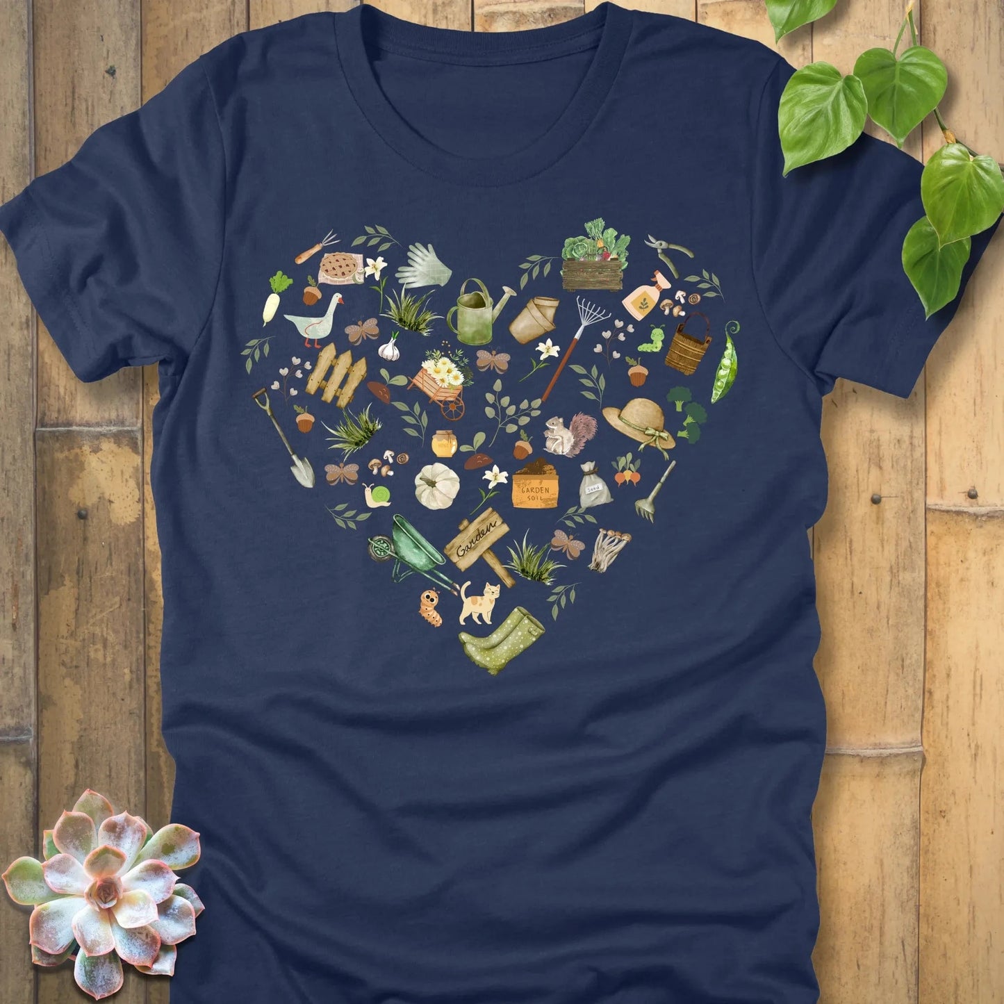 Heather Navy / S Gardening Loveheart T-Shirt T-Shirt