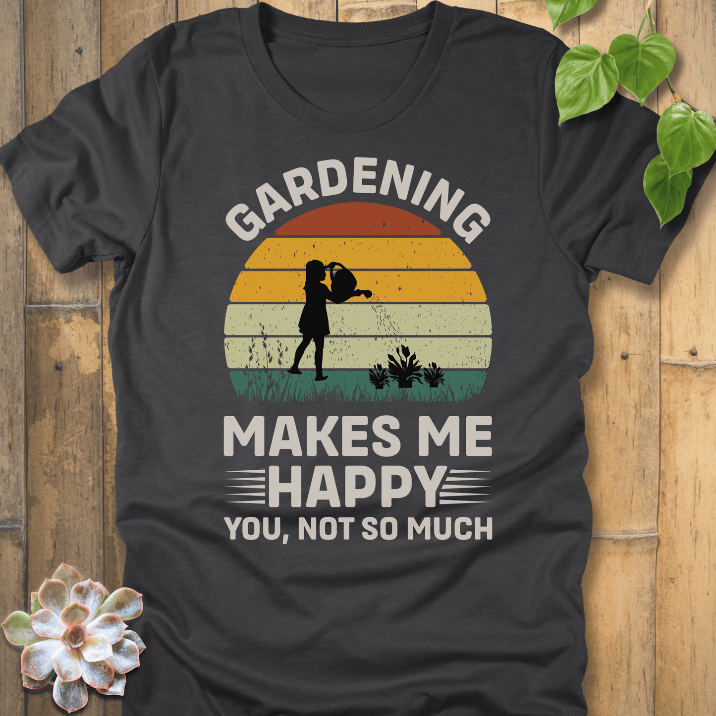 Dark Grey Heather / S Gardening Makes Me Happy T-Shirt T-Shirt