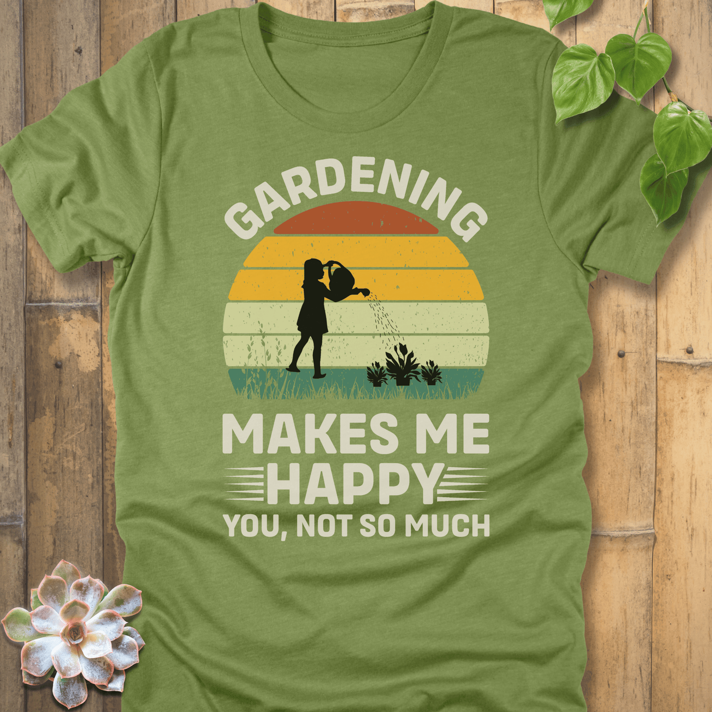 Heather Green / S Gardening Makes Me Happy T-Shirt T-Shirt